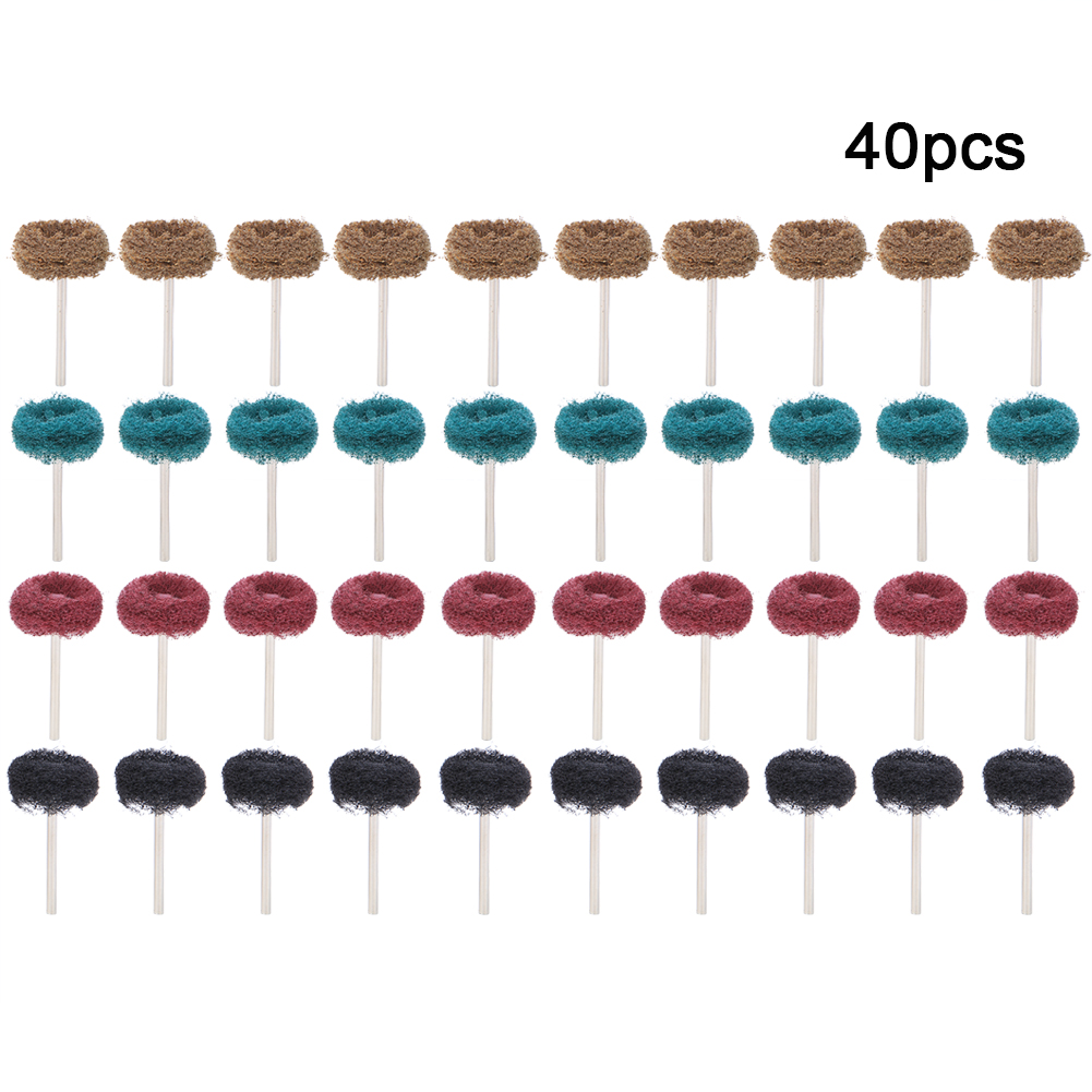 Set Mit 40 Nylon-polierspitzen, Schaft Ø 22–25 Mm, Körnung 3 Mm, Körnung 80–300, Braun, Grün, Rot, Schwarz Für Rotationswerkzeuge