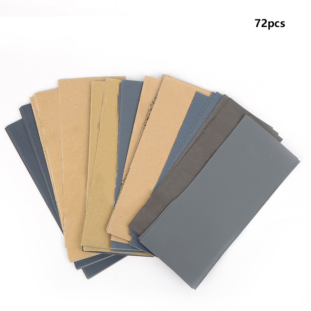 Packung Mit 72 Blatt Siliziumkarbid-schleifpapier, Körnung 400-3000, 9 X 23 Cm, Zum Manuellen Schleifen Und Polieren