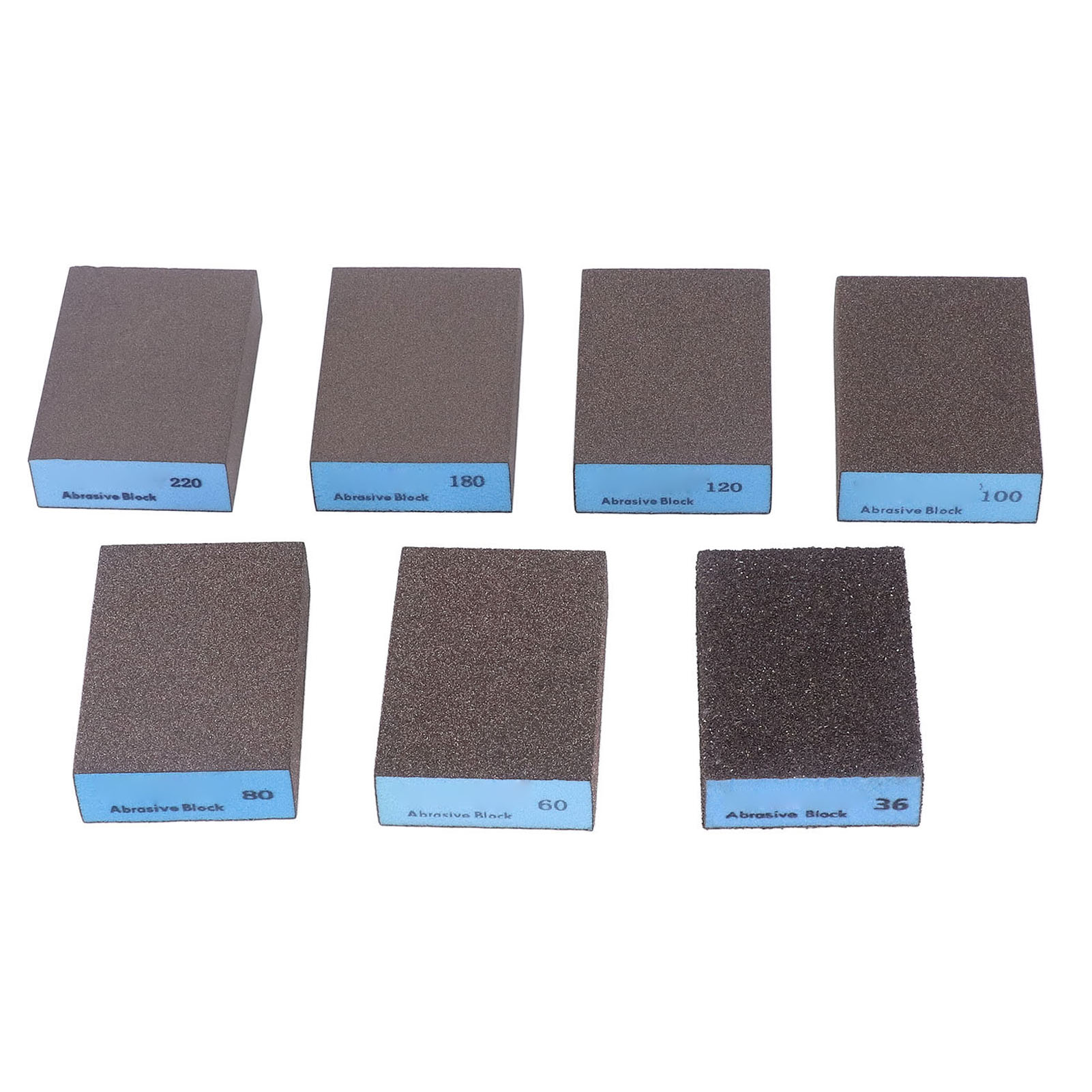 7-teiliges Schwammschleifklotz-set – Markenlos – Vielseitiges Modell 36-220 Für Nass- Und Trockenschleifen, Ideal Für Holz, Metall Und Karosserie.
