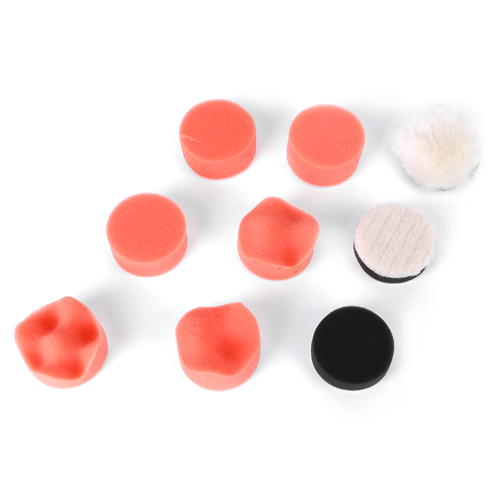 Set Mit 9 Polierpads (50 Mm) Mit Klettverschluss, Weich, In Schwarz, Weiß, Orange Und Braun, Zur Kratzerentfernung Und Für Ein Professionelles Hochglanzfinish.