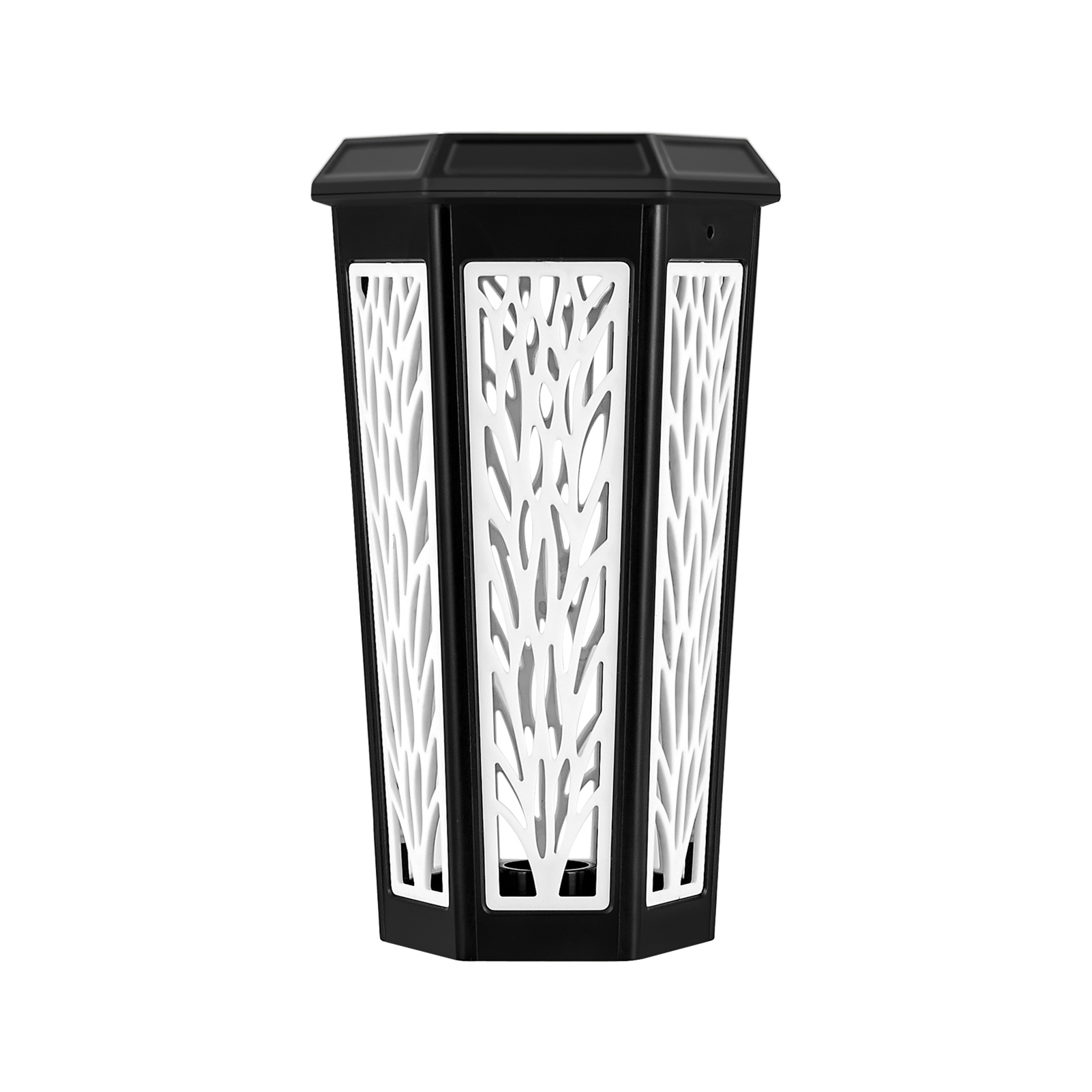 Ds019 Solar-gartenleuchte, Led, 50 Dioden, Warmweißes Licht, Monokristallines Panel, Ip55, Abs, Schwarz-weiß, Ø 10,5 X 47 Cm