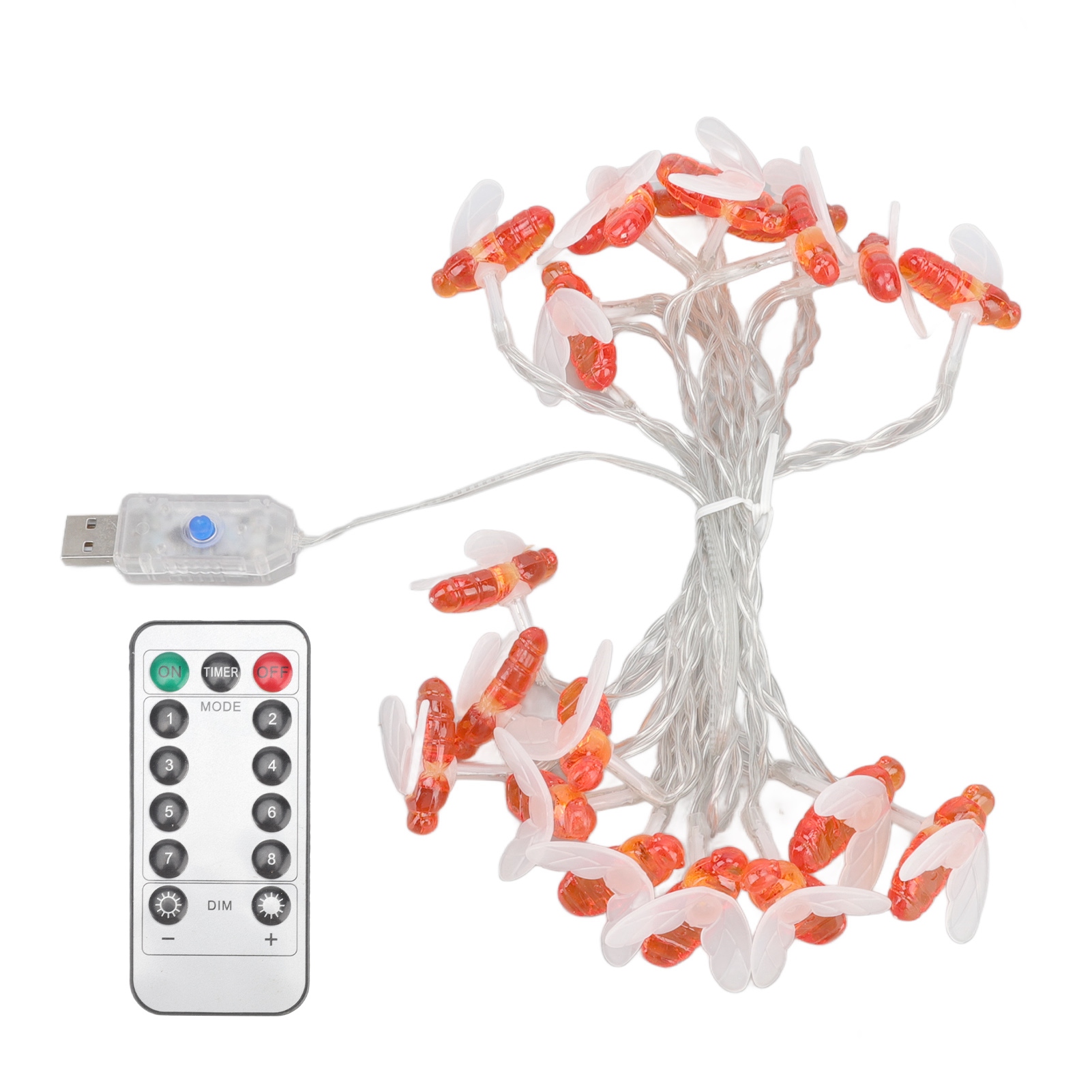 Bienen-lichterkette – 20 Warmweiße Leds – 3 M, Wasserdicht (ip44), Usb-anschluss Mit Fernbedienung Für Garten, Terrasse, Balkon Und Außendekoration