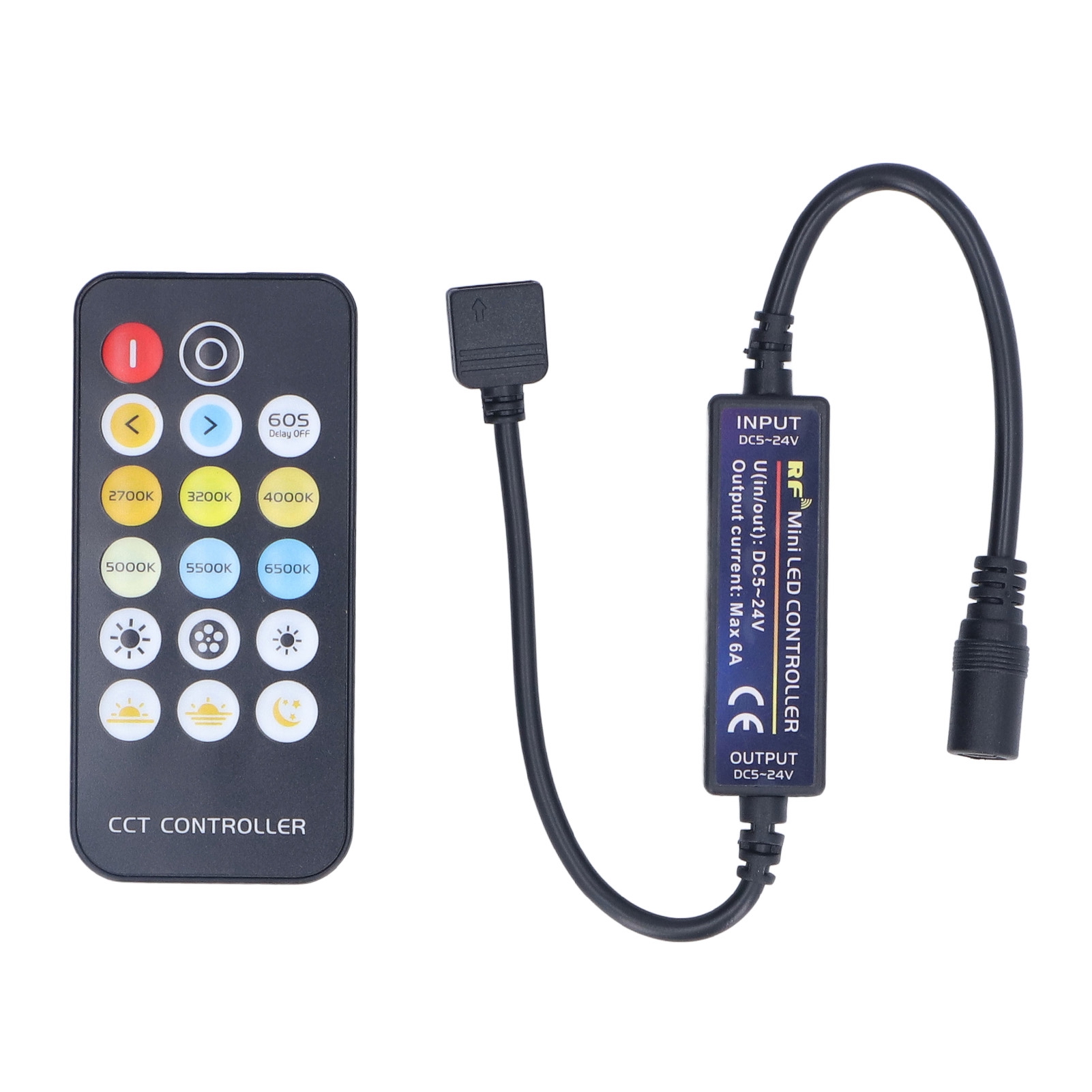 Funkfernbedienung Mit 17 Tasten Für Led-farbtemperatur-, Helligkeits- Und Farbtemperaturdimmer, 5–24 V Dc, 144 W, Gemeinsame Anode, Drahtlos