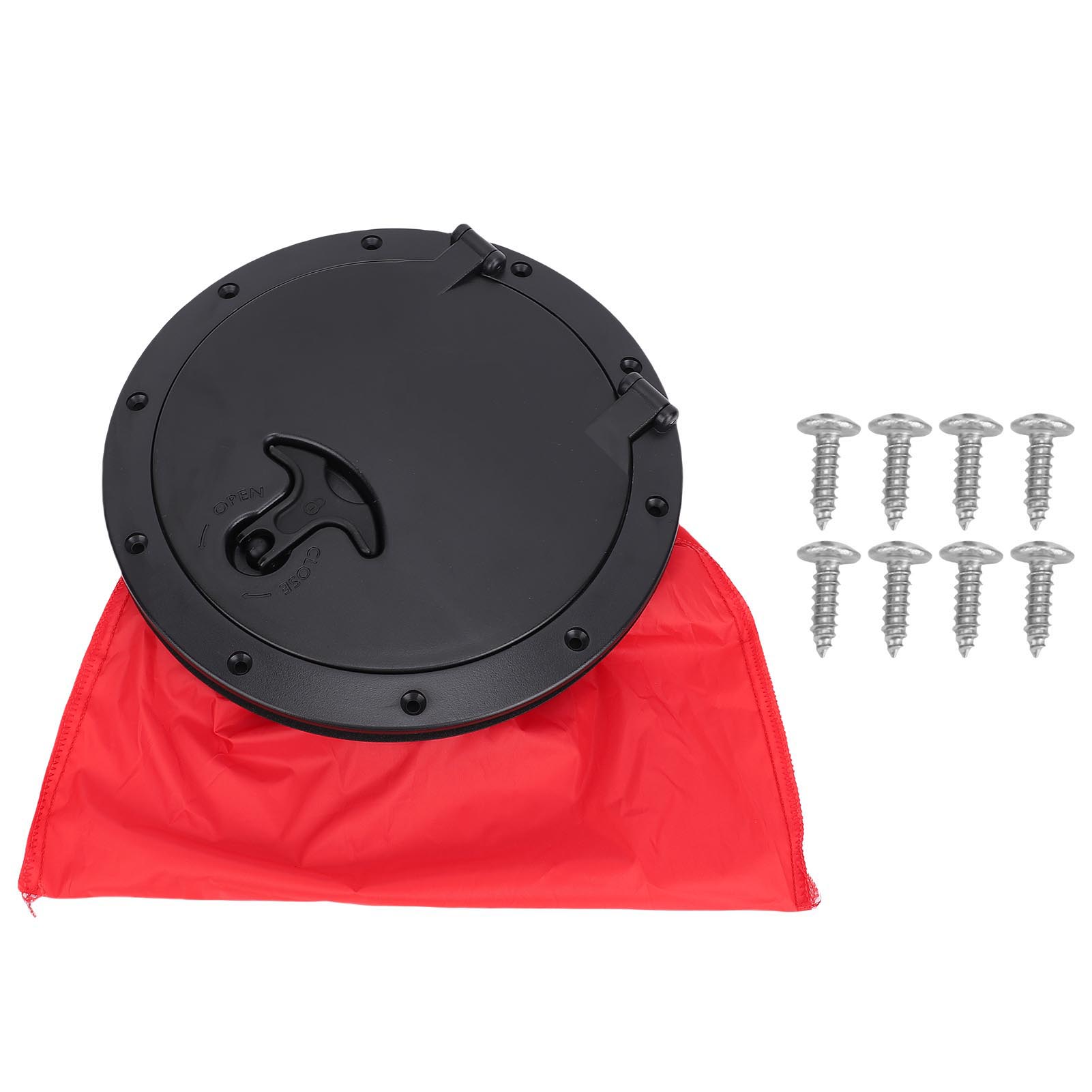 Toivize 20 Cm Schwarze Runde Abs-lukenabdeckung Mit Roter Wasserdichter Tasche Für Kajak Und Fischerboot