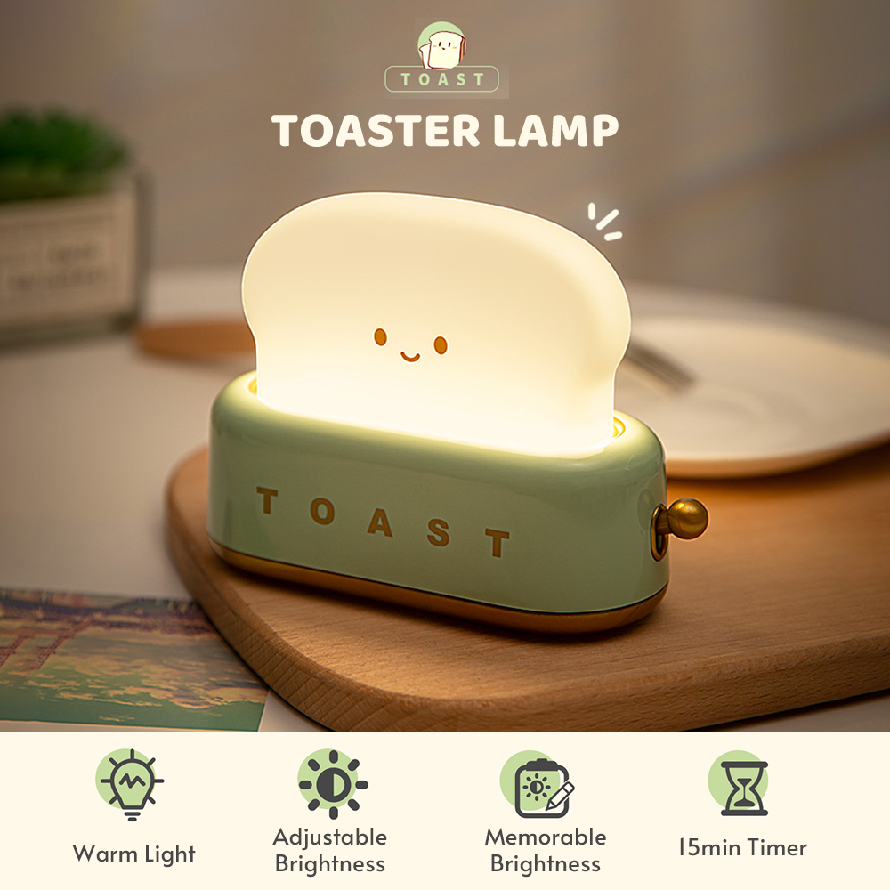 Toivize Design Led-nachtlicht, Toasterform, Usb-c-aufladbar, 15-minuten-timer, 3000k Warmes Licht, Kawaii-schlafzimmerdeko