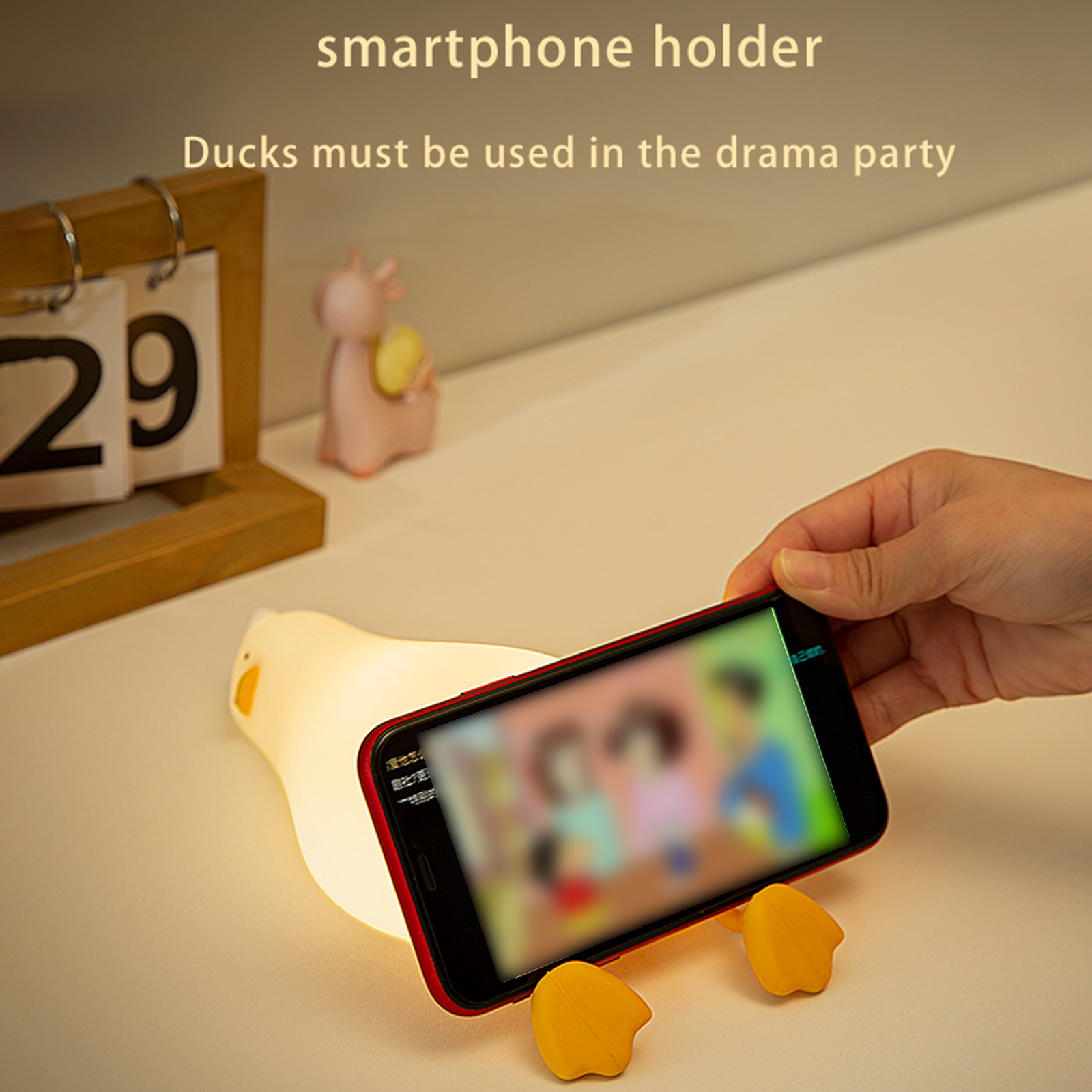 Led-nachtlicht, Weiche Silikonente, Usb-aufladbar, 3 Helligkeitsstufen, Warmes Licht, 21 Cm, Verspieltes Design Fürs Kinderzimmer