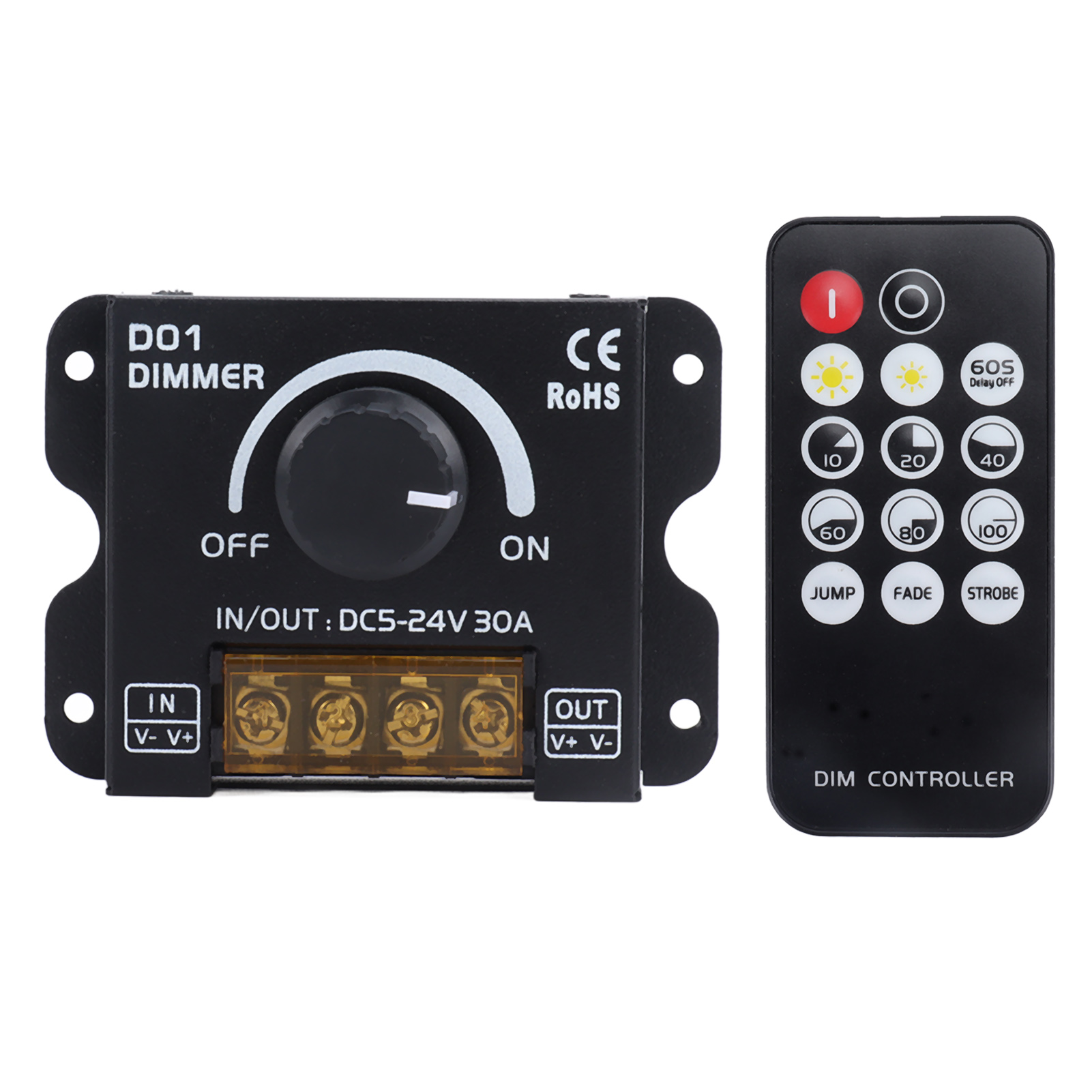 Kabelloser Led-drehregler Mit 14 Tasten, Dc 5–24 V, Dimmer Mit Fernbedienung Für Led-streifen, Robustes Eisengehäuse
