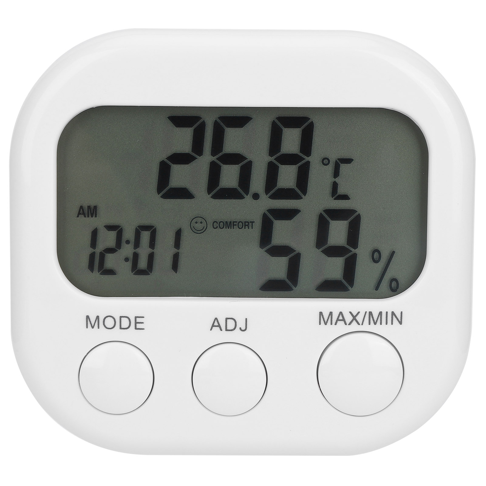 Toivize Tragbares Digitales Thermometer/hygrometer Mit Lcd-anzeige, Wecker Und Präziser Genauigkeit, Abs-gehäuse, 7,5 X 8 X 2 Cm, Für Den Innenbereich, Büro, Schlafzimmer