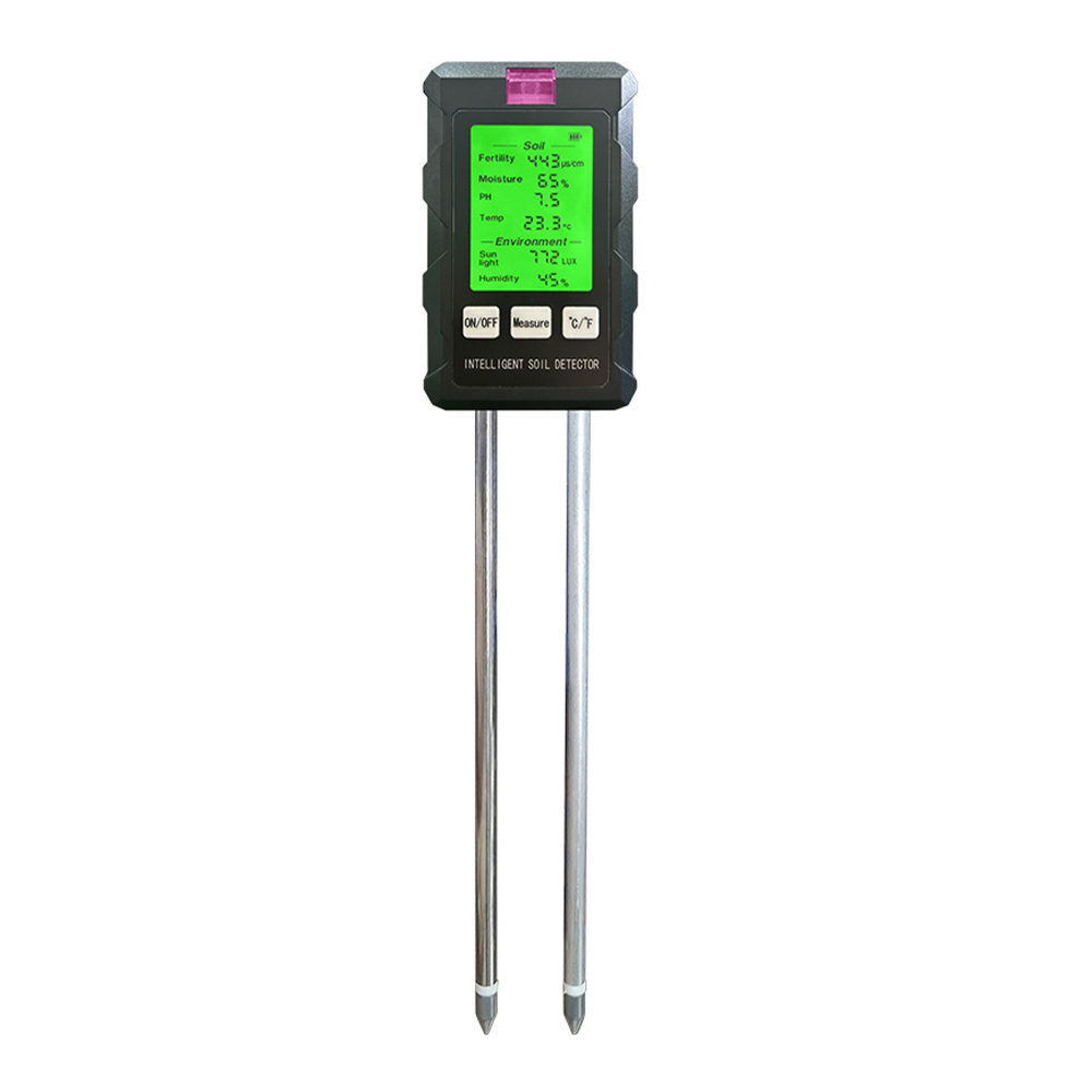 St-03 6-in-1 Bodentester Mit Hintergrundbeleuchtetem Lcd-display, 90° Drehbarer Sonde, Misst Ph-wert, Feuchtigkeit, Licht Und Temperatur, Ideal Für Gärten