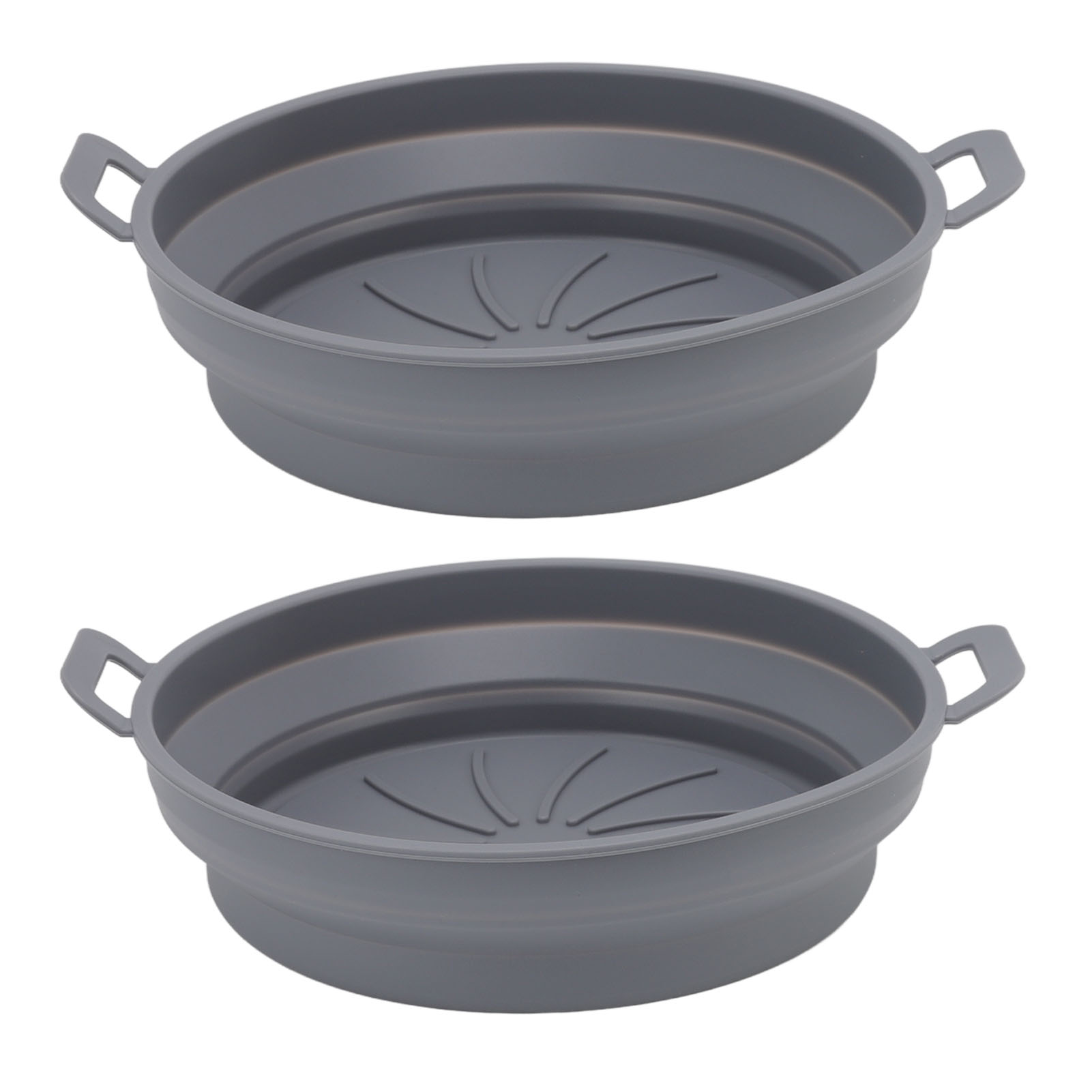 Set Mit 2 Silikon-heißluftfritteusenkörben, 19 Cm Durchmesser, Grau, Antihaftbeschichtung, Hitzebeständig Bis 230 °c, Kompatibel Mit Heißluftfritteuse Und Backofen