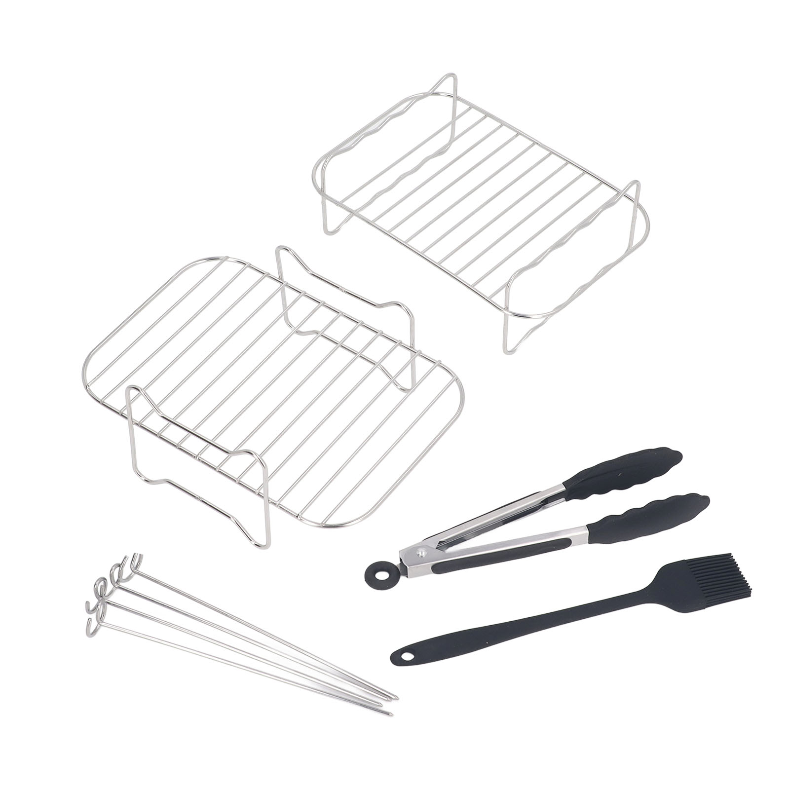 Zweistufiger Heißluftfritteusen-grillrost Aus Edelstahl 304, Kompatibel Mit Ninja Foodi Dz201/dz401, Inklusive 4 Spießen