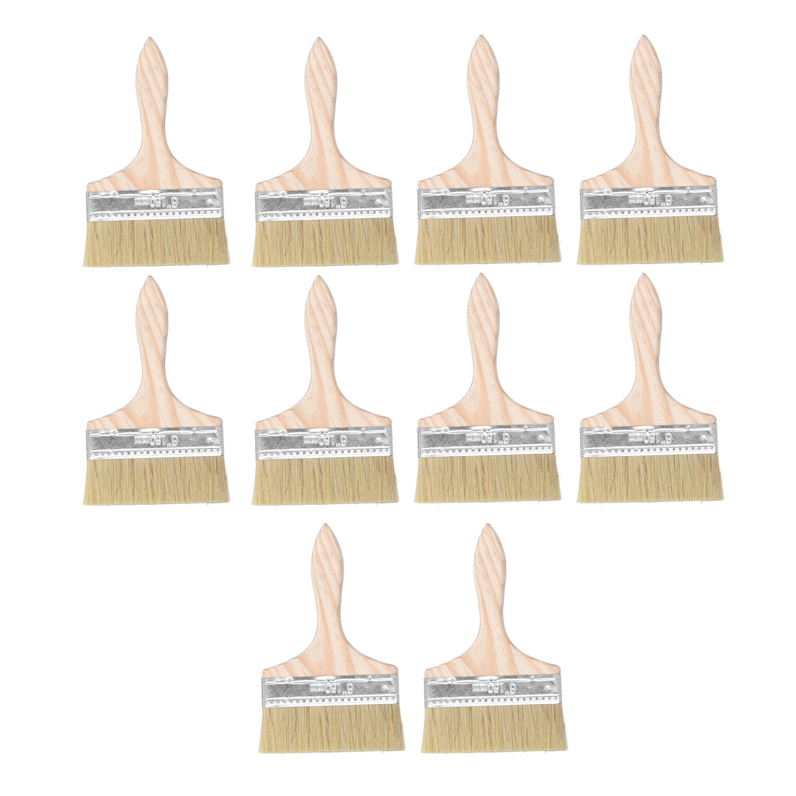 Set Mit 10 Pinseln Aus Synthetikwolle, 13 Cm, Ergonomischer Holzgriff Für Lackierte Und Gebeizte Wände, Professioneller Einsatz