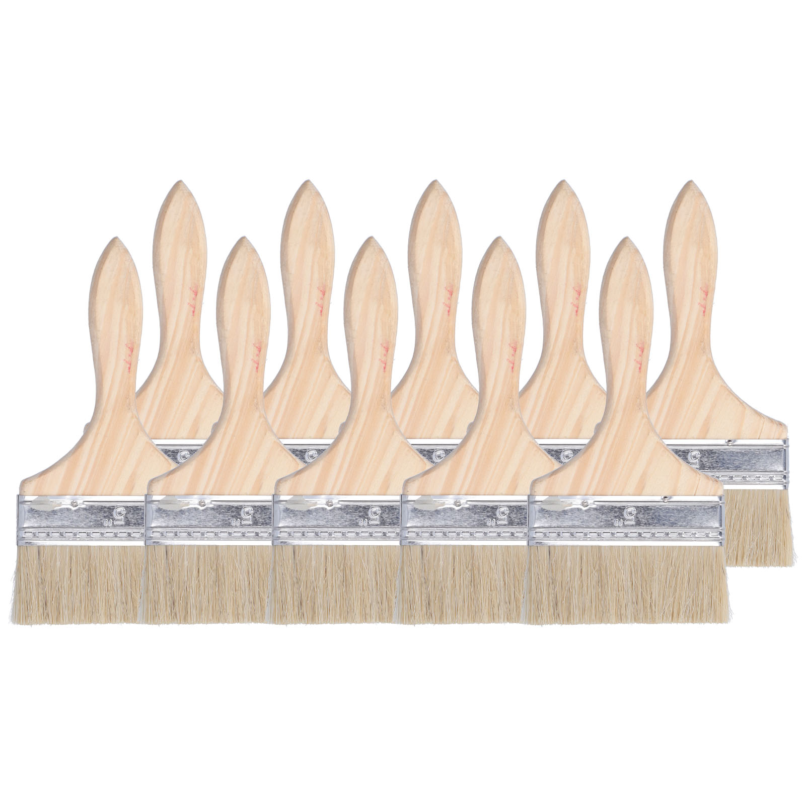 Set Mit 10 Flachen Pinseln Aus Synthetikholz (11 Cm) – Ergonomischer Griff, Dichte, Saugfähige Borsten Für Wandmalerei Und Professionelle Heimwerkerarbeiten.