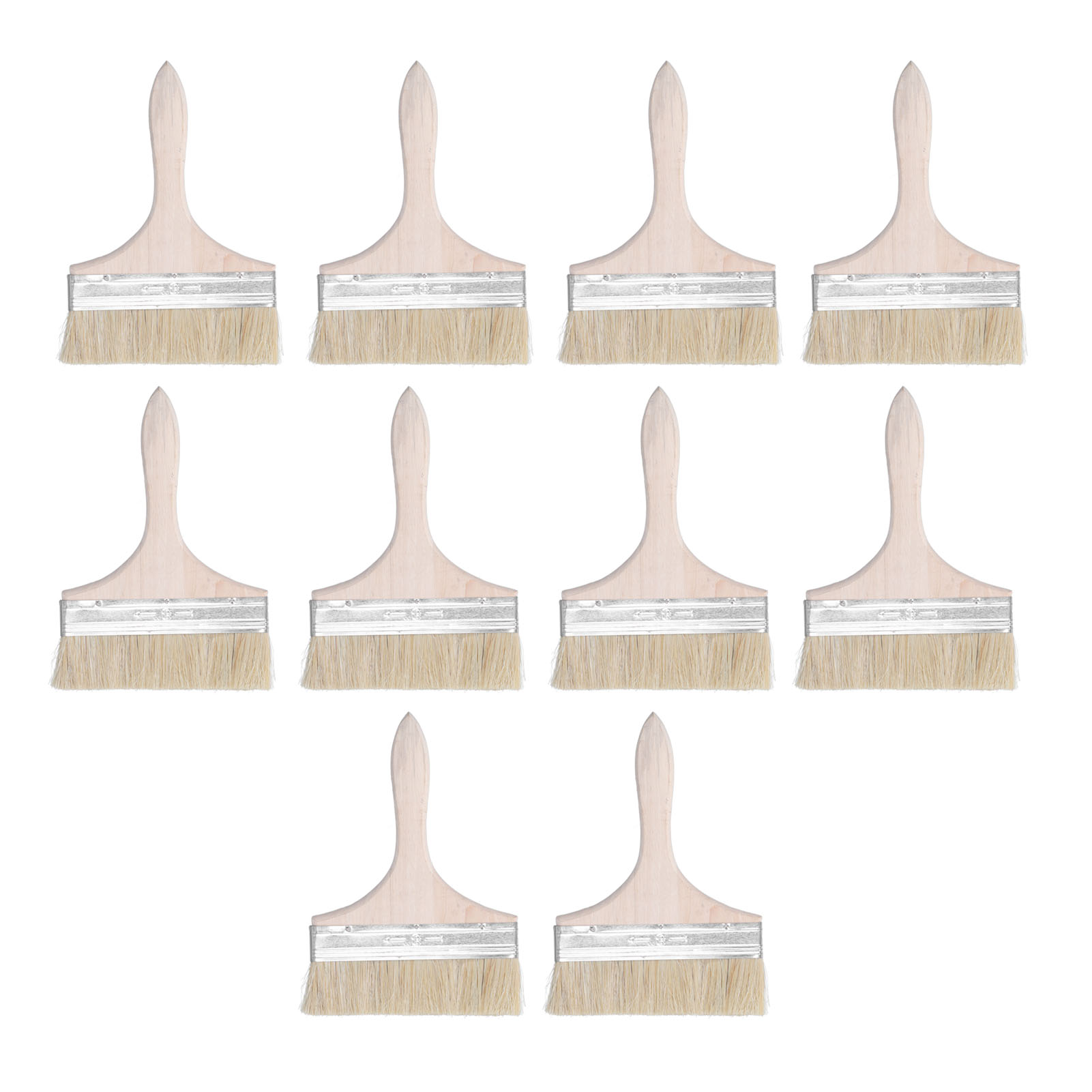 Set Mit 10 Pinseln Aus Synthetikwolle, Ergonomischer Holzgriff, 165 Mm Breiter Pinselkopf Für Renovierungs- Und Reinigungsarbeiten