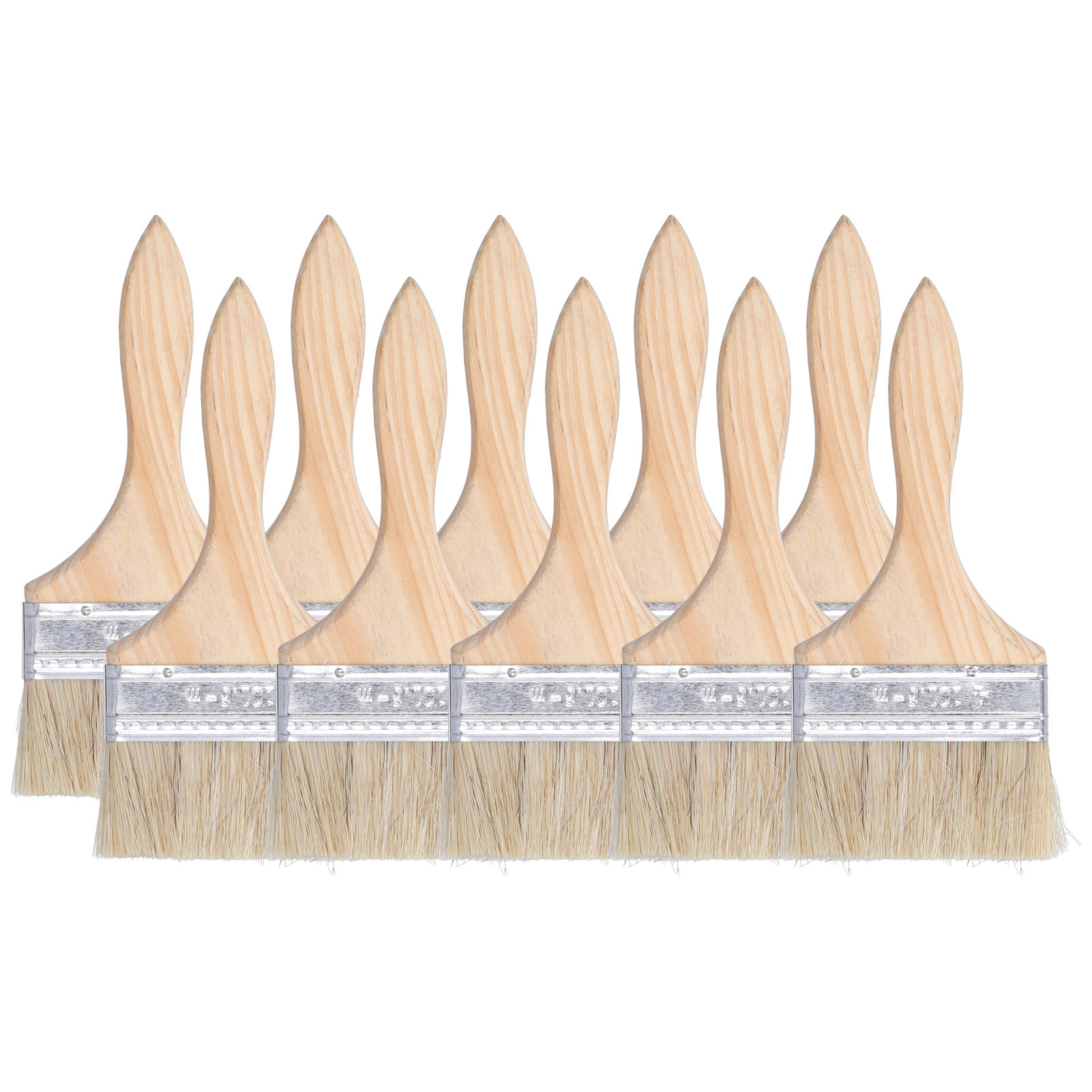 Set Mit 10 Flachpinseln, 10,2 Cm (4 Zoll), Synthetikborsten, Holzgriff, Verstärkte Zwinge, Zum Streichen Von Wänden, Ölen Und Grillen