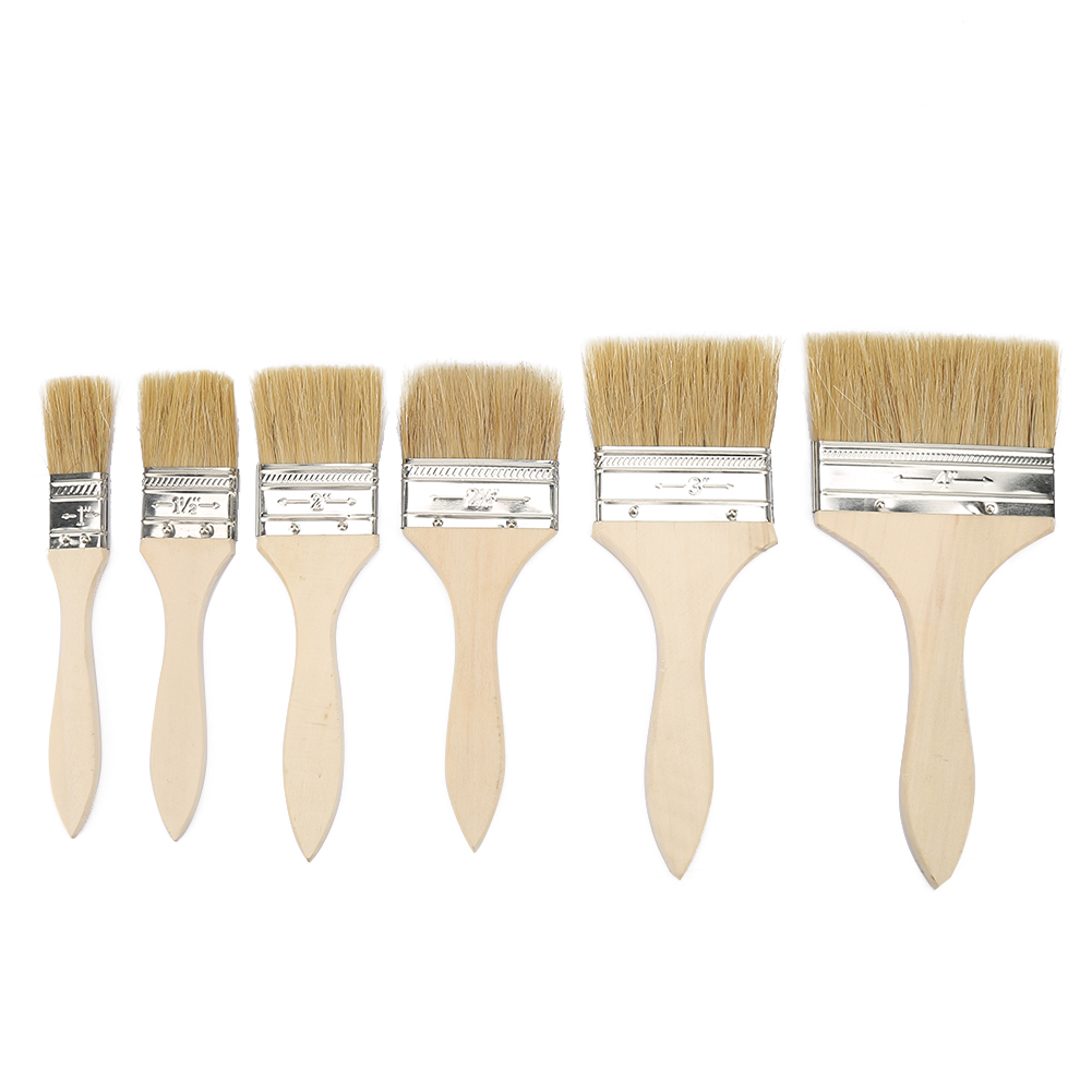 6er-set Pinsel Mit Wildschweinborsten Und Holzgriffen, Profi-set Für Heimwerken, Dekoration, Reinigung, Grillen, Robust