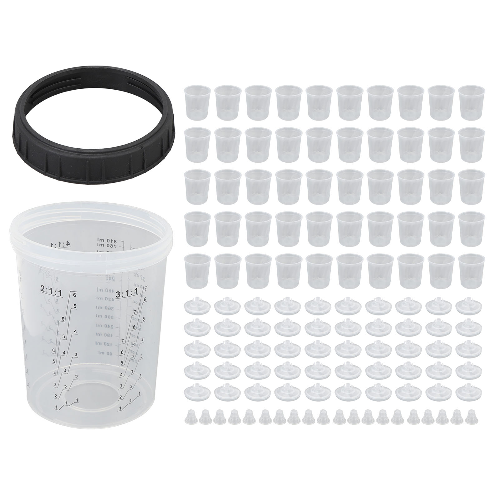 Toivize 122-teiliges Einweg-farbbecher-set Für Farbpistolen – Auslaufsicheres System Mit Einsätzen Und Deckeln, 810 Ml Fassungsvermögen, Robustes Abs