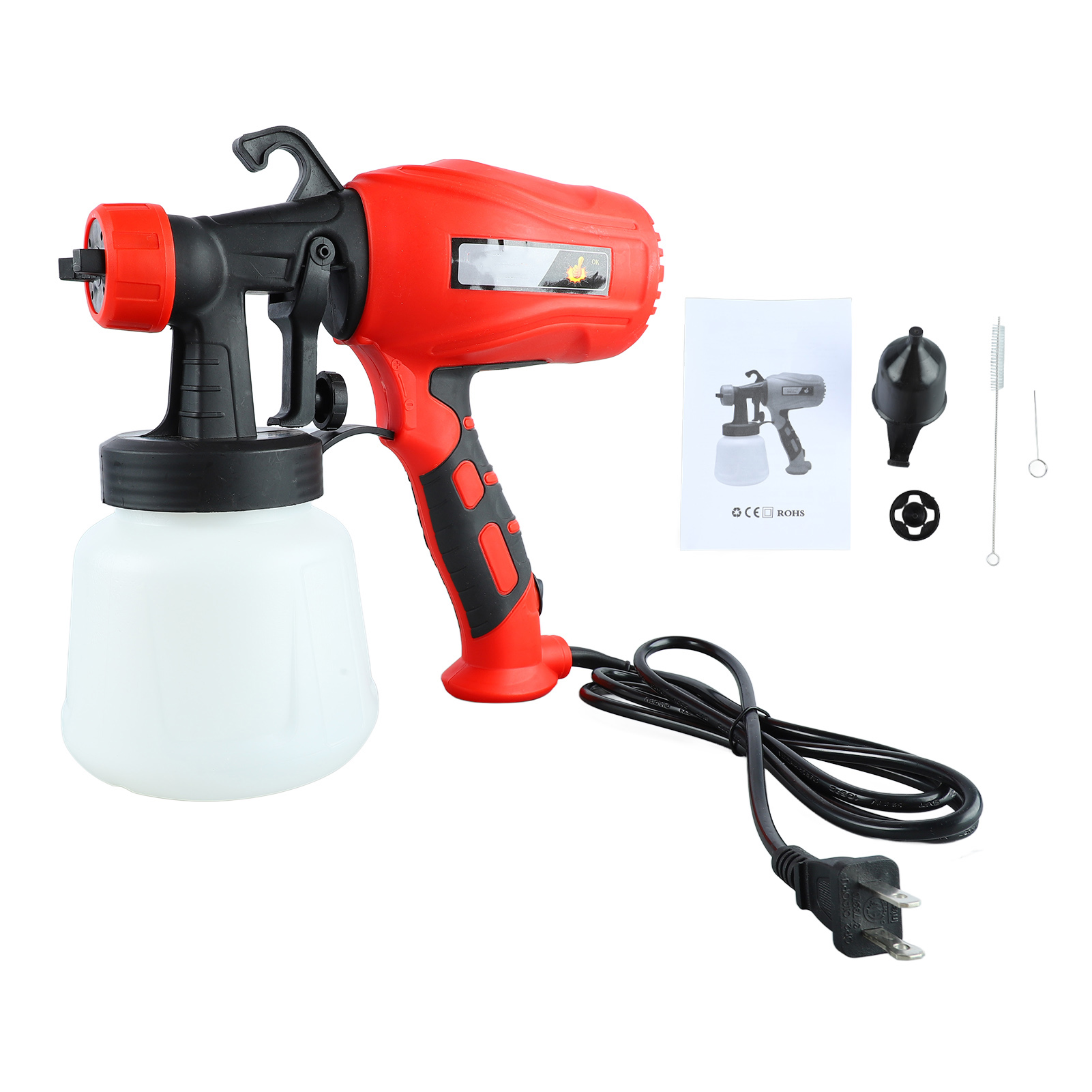 Elektrische Farbspritzpistole, 550 W, 900 Ml Tank, 360°-drehung, Professionelle Spritzpistole Für Auto Und Heimwerker, Abs