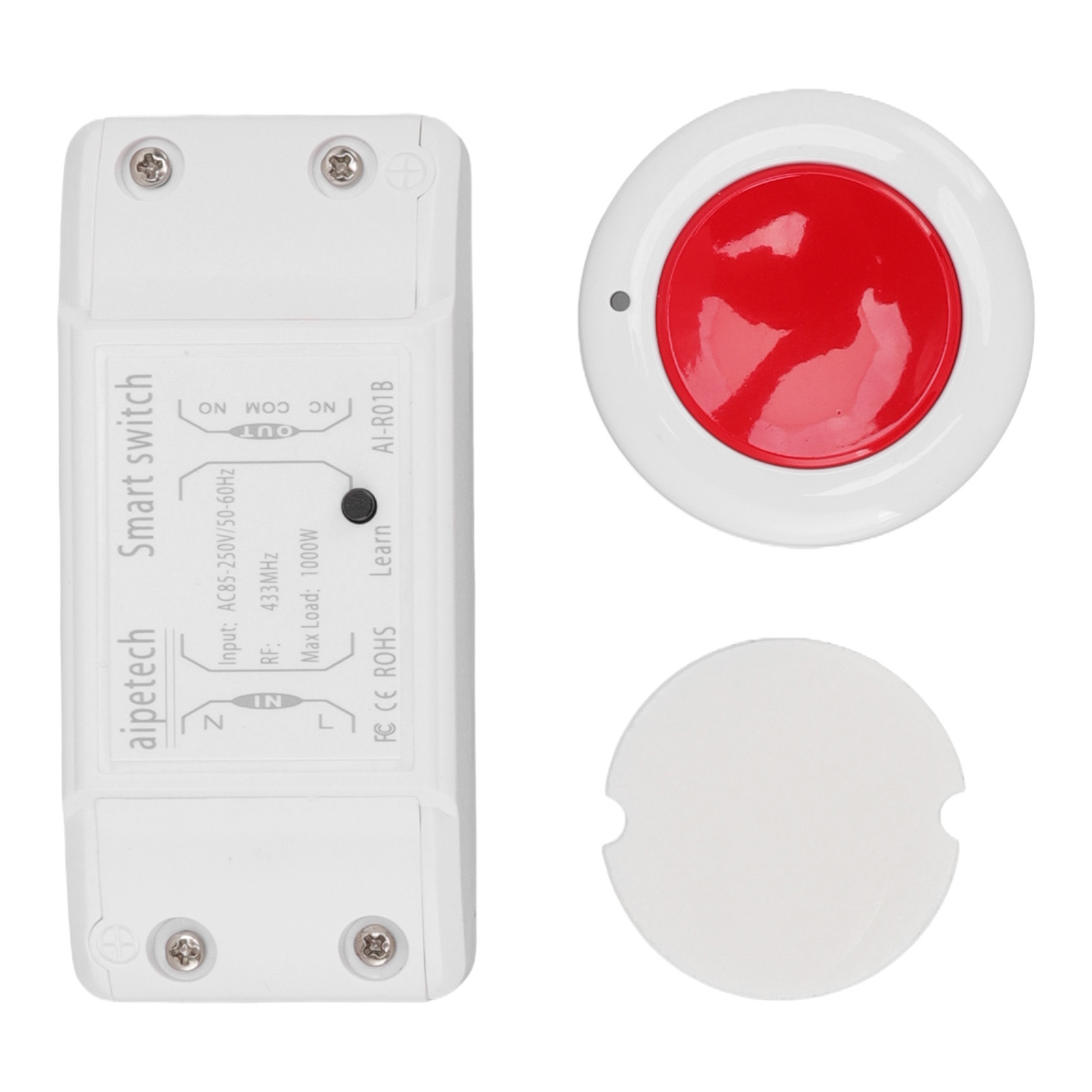 A1-r01b Drahtloser Funkschalter, Weiß/rot, 433 Mhz, Drahtlose Fernbedienung, Smart Home
