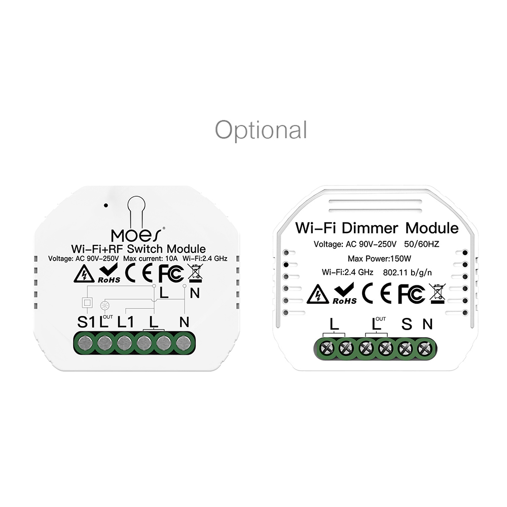 Kompaktes Weißes Ms-105 Wlan-dimmermodul, 90–250 V, Sprachsteuerung, Timer, Smart Life-kompatibel, Für Led-beleuchtung