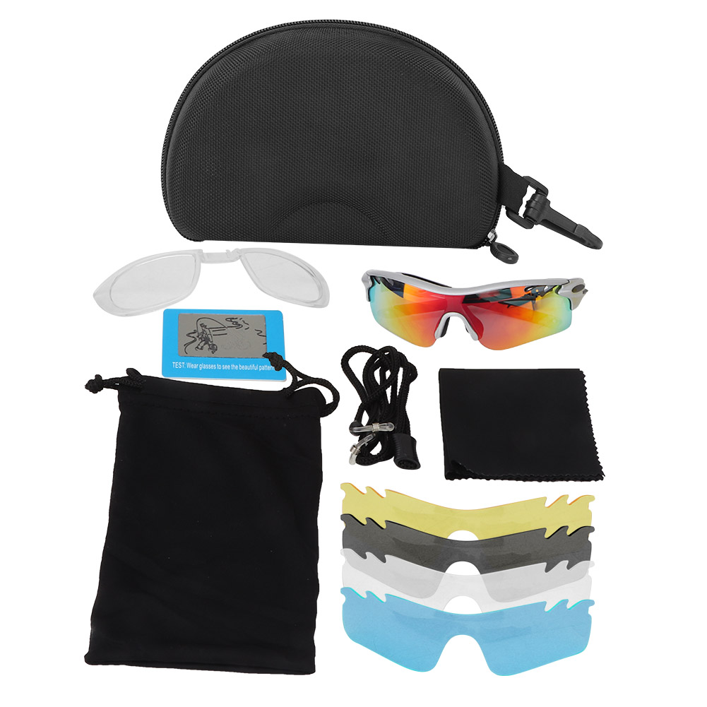 Toivize Tr90 Pc Polarisierte Fahrradsonnenbrille Mit Uv-schutz, 4 Wechselgläser, Silber/schwarzes Etui, Outdoor-sport