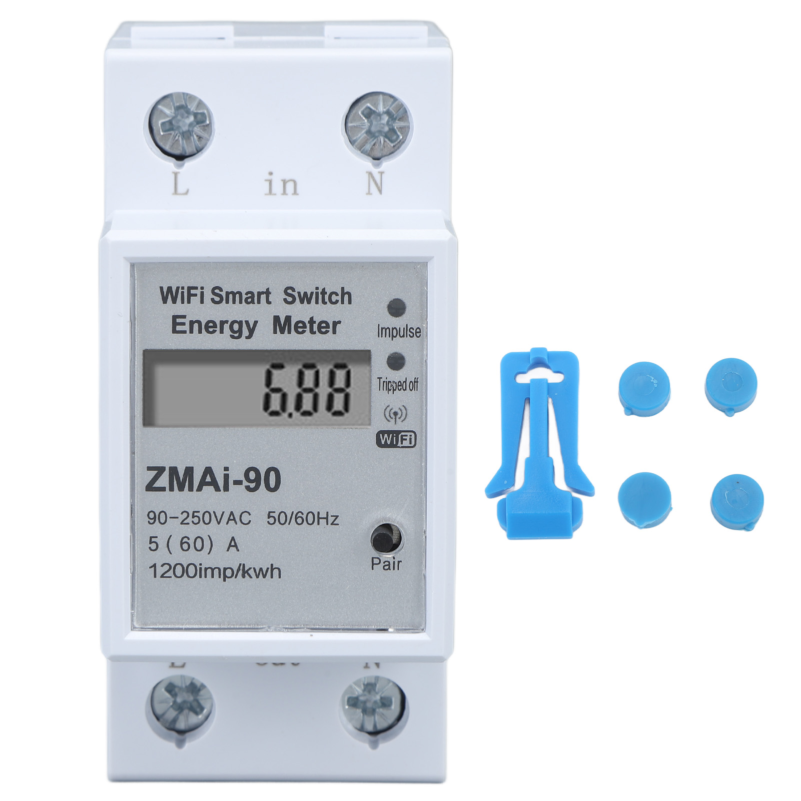 Toivize Smart Tuya Wifi-einphasen-energiezähler Mit Echtzeit-verbrauchserfassung, 110–230 V, Din-schienenmontage, Kompaktes Abs-gehäuse, Fernbedienung Und App