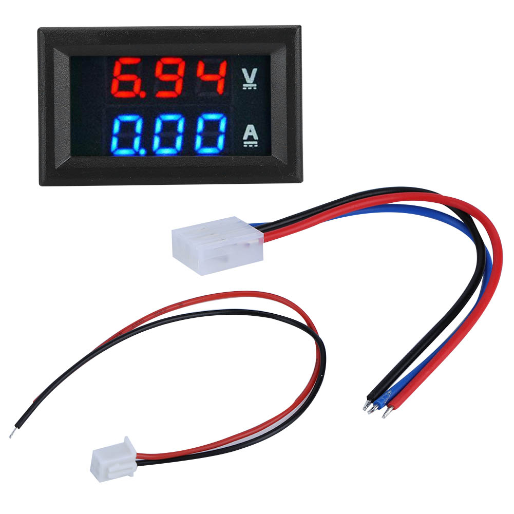 Digitales Voltmeter/amperemeter Mit Dualer Led-anzeige (rot/blau), 0–100 V, 0–10 A, 1 % Genauigkeit, Kompakt Für Auto- Und Motorradbatterien
