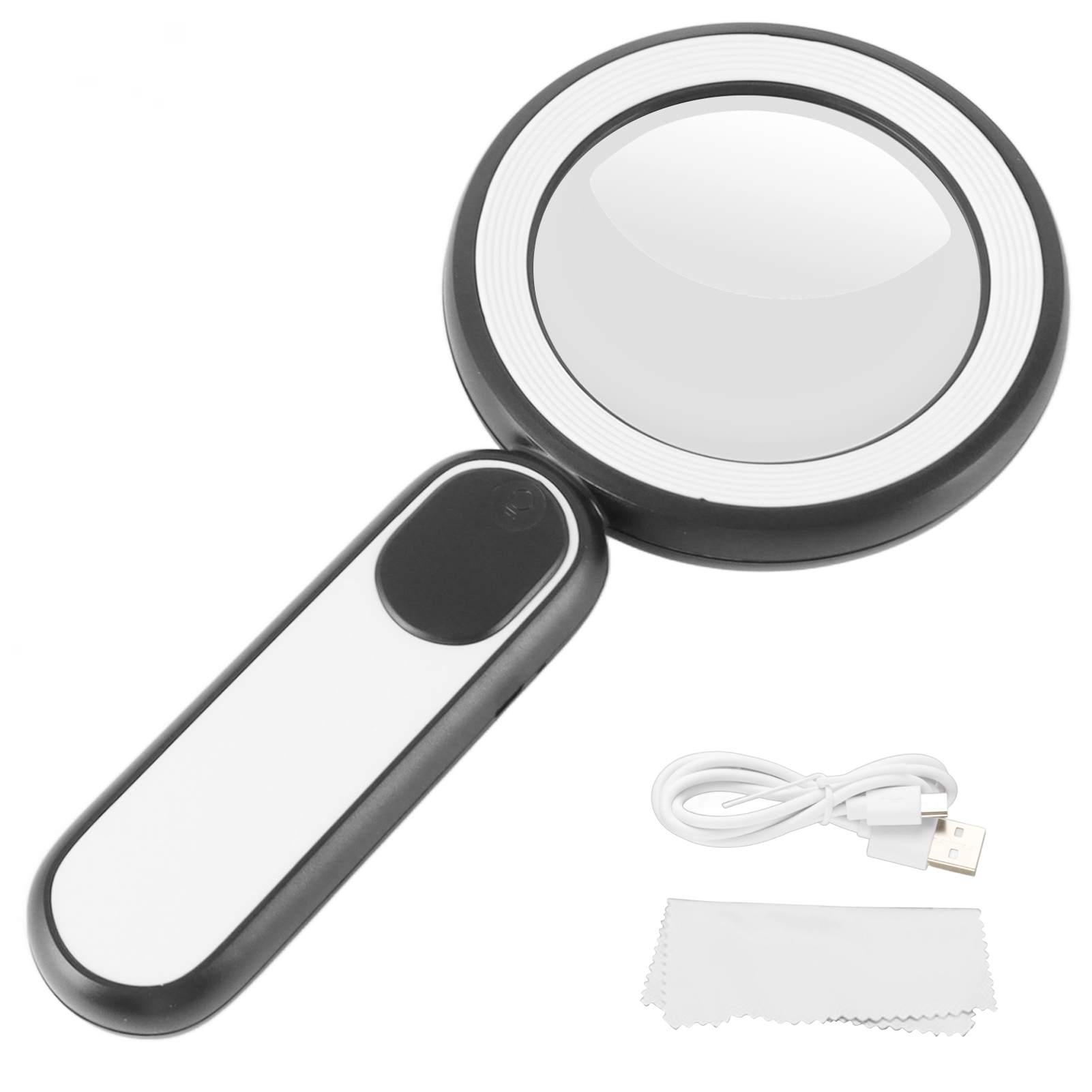 8-fache Vergrößerungslupe, Wiederaufladbare Led, 90-mm-optikglaslinse, 3 Beleuchtungsmodi (schwarz/weiß) Für Präzises Lesen