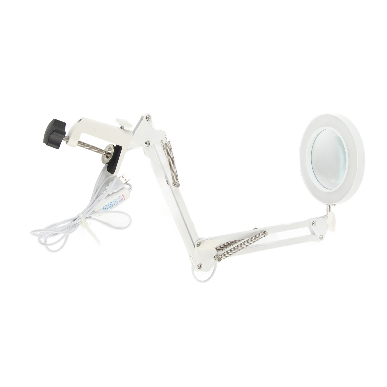 5-fach Led-lupenleuchte Für Den Schreibtisch, 72-fach Dimmbar, 3 Einstellbare Beleuchtungsmodi, Weißes Aluminium, Zum Lesen, Für Präzise Arbeiten Und Heimwerkerprojekte.