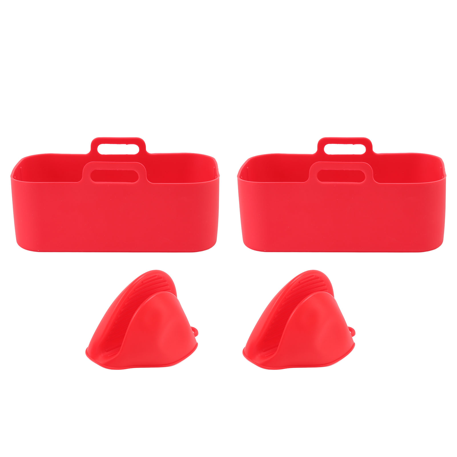 Set Mit 2 Silikon-einsätzen Für Air Ninja Dz201 Foodi 8qt Fritteuse, Rechteckig, Rot, Hitzebeständig Bis 230 °c, Mit Zange