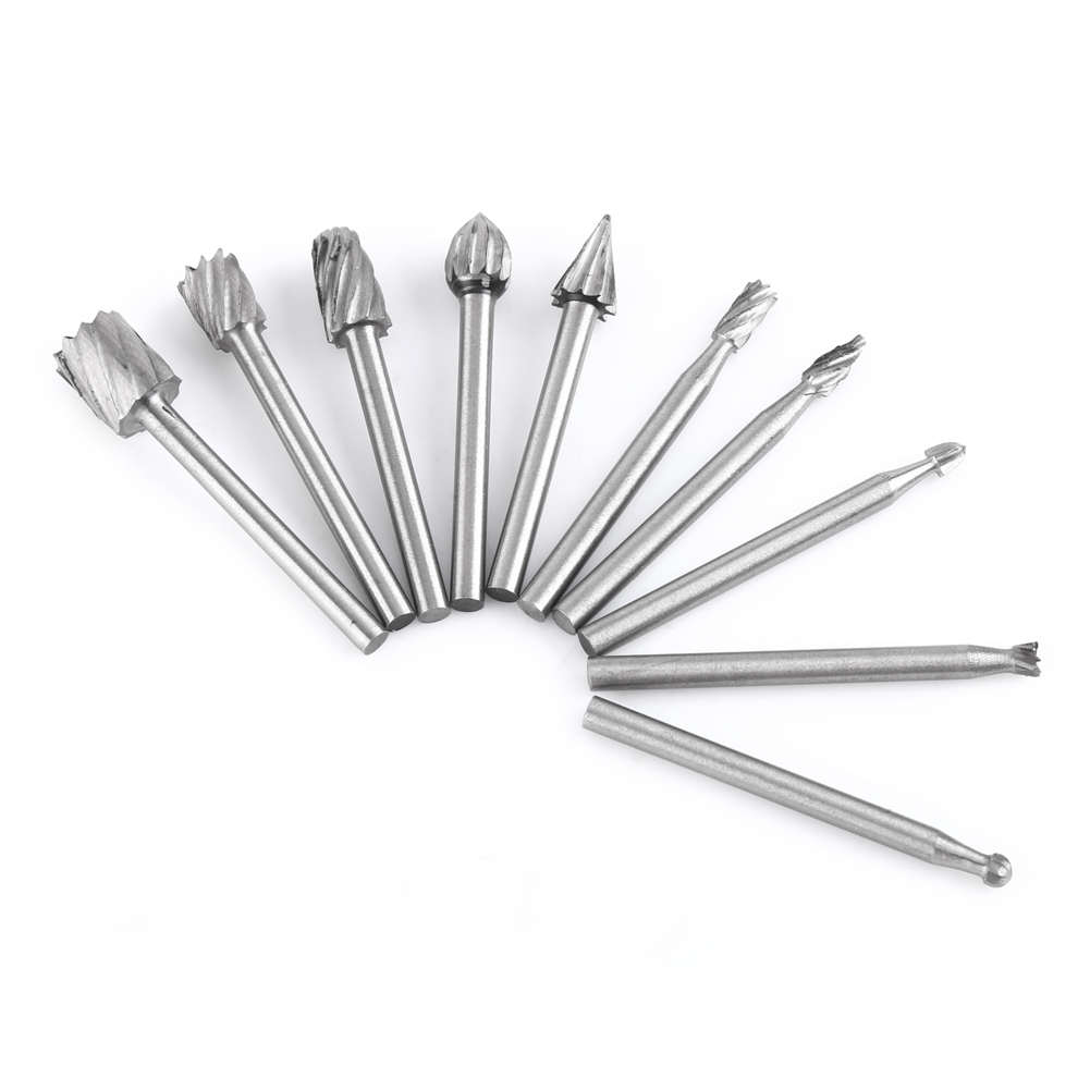 Set Mit 10 Hss-rotationsfräsern Mit 3,1-mm-schaft Für Holz Und Kunststoff – Präzises Schnitzen Und Entgraten