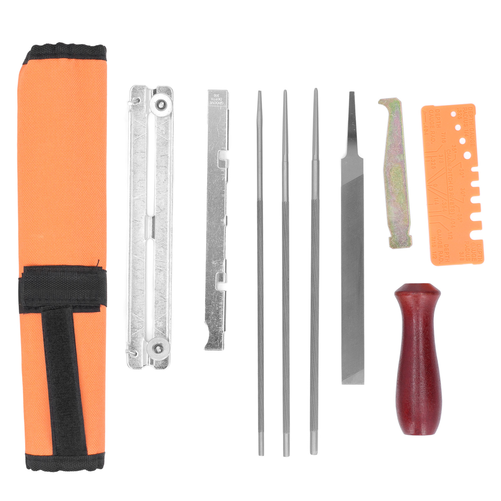 Toivize 10-teiliges Kettenfeilen-set, Kohlenstoffstahl, Holzgriff, Aufbewahrungstasche, Universelles Kettensägen-schärfwerkzeug
