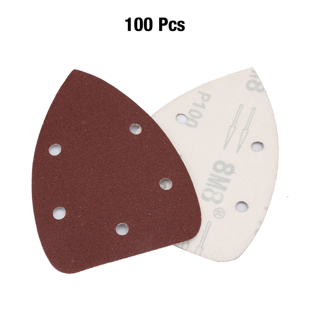 Toivize Dreieckige Schleifscheibe 140x90mm, Körnung 100, Aluminiumoxid, 5 Löcher Für Delta-schleifer - Packung Mit 100 Scheiben