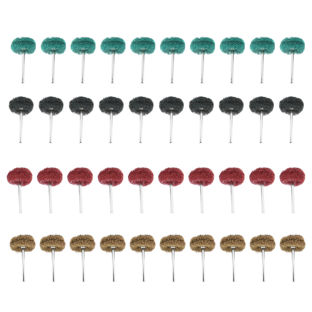 Set Mit 40 Schleifscheiben Aus Nylon Und Edelstahl, Ø 22–25 Mm, 3 Mm Schaft, Körnung 80–300, Grau, Grün, Rot, Schwarz, Für Rotationsschleifer