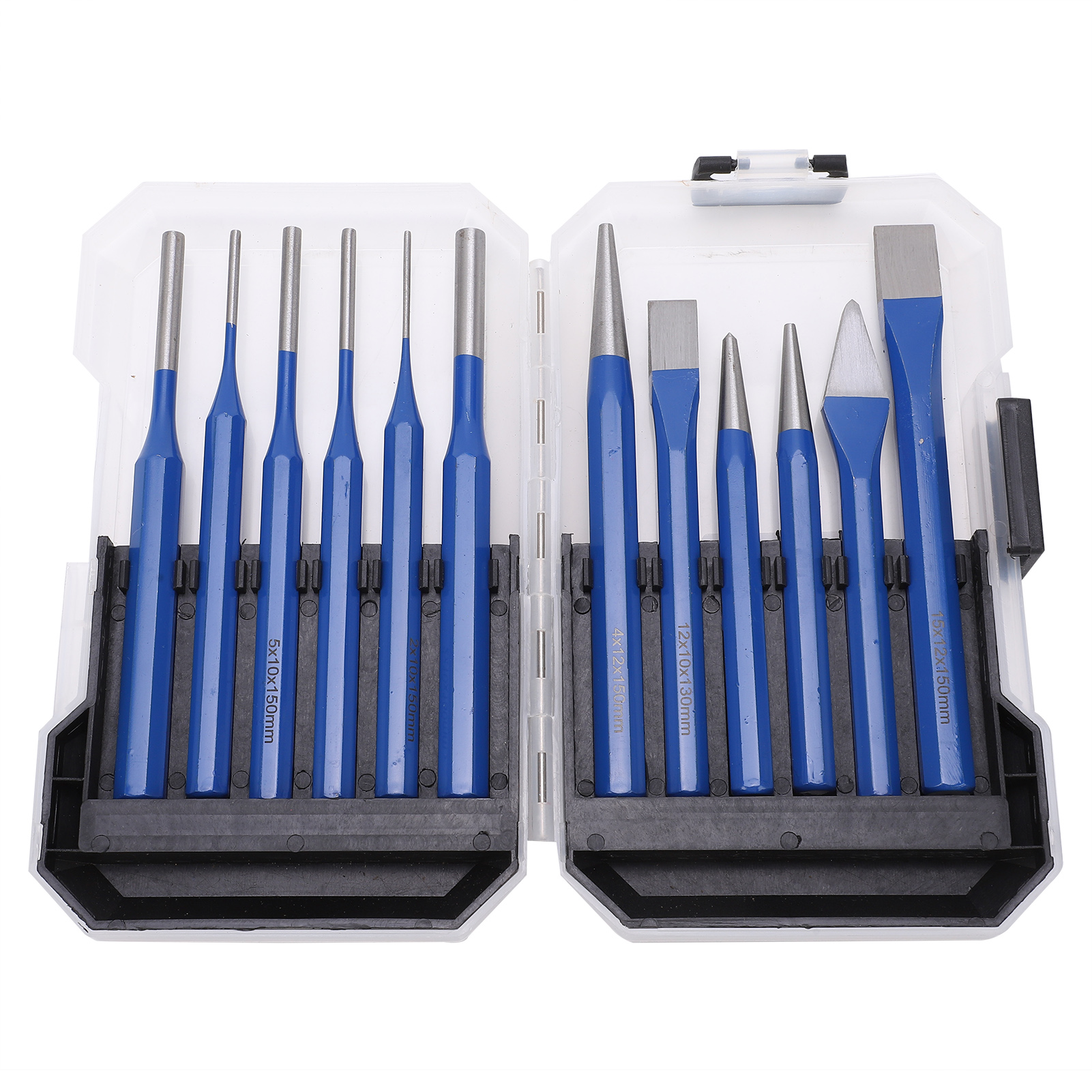 Toivize 12-teiliges Stempel- Und Meißelset, Crv-v-stahl, Blaue Griffe, Markierungs- Und Bolzenlösewerkzeuge Für Metall Und Holz