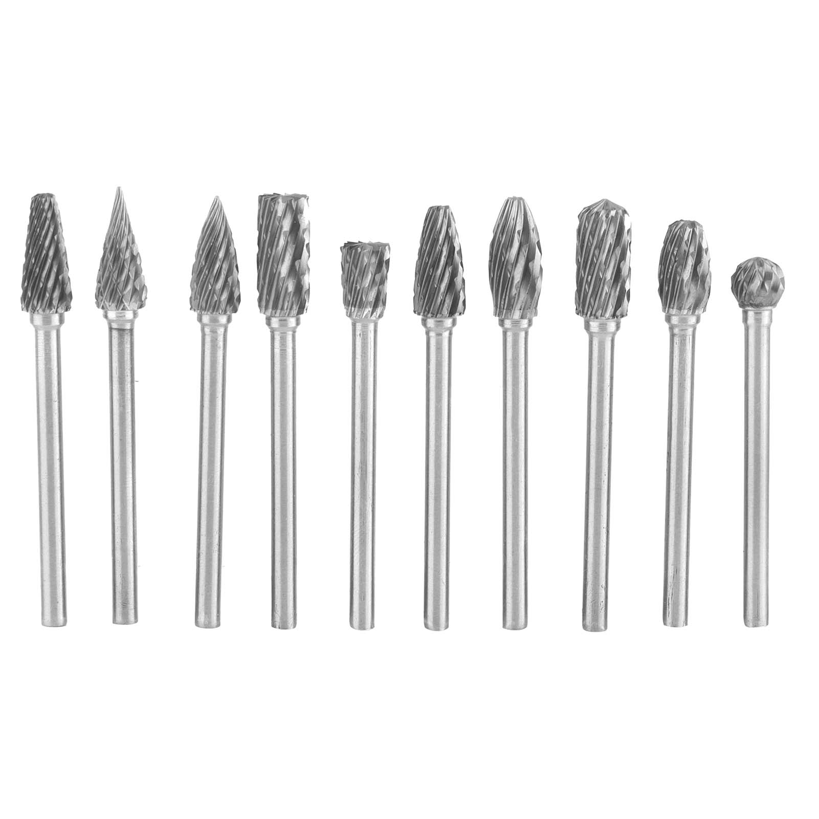 Set Mit 10 Hartmetall-rotationsfräsern, 3 Mm Schaft, Doppelnut Für Holz, Metall Und Kunststoff, Präzisions-rotationswerkzeug