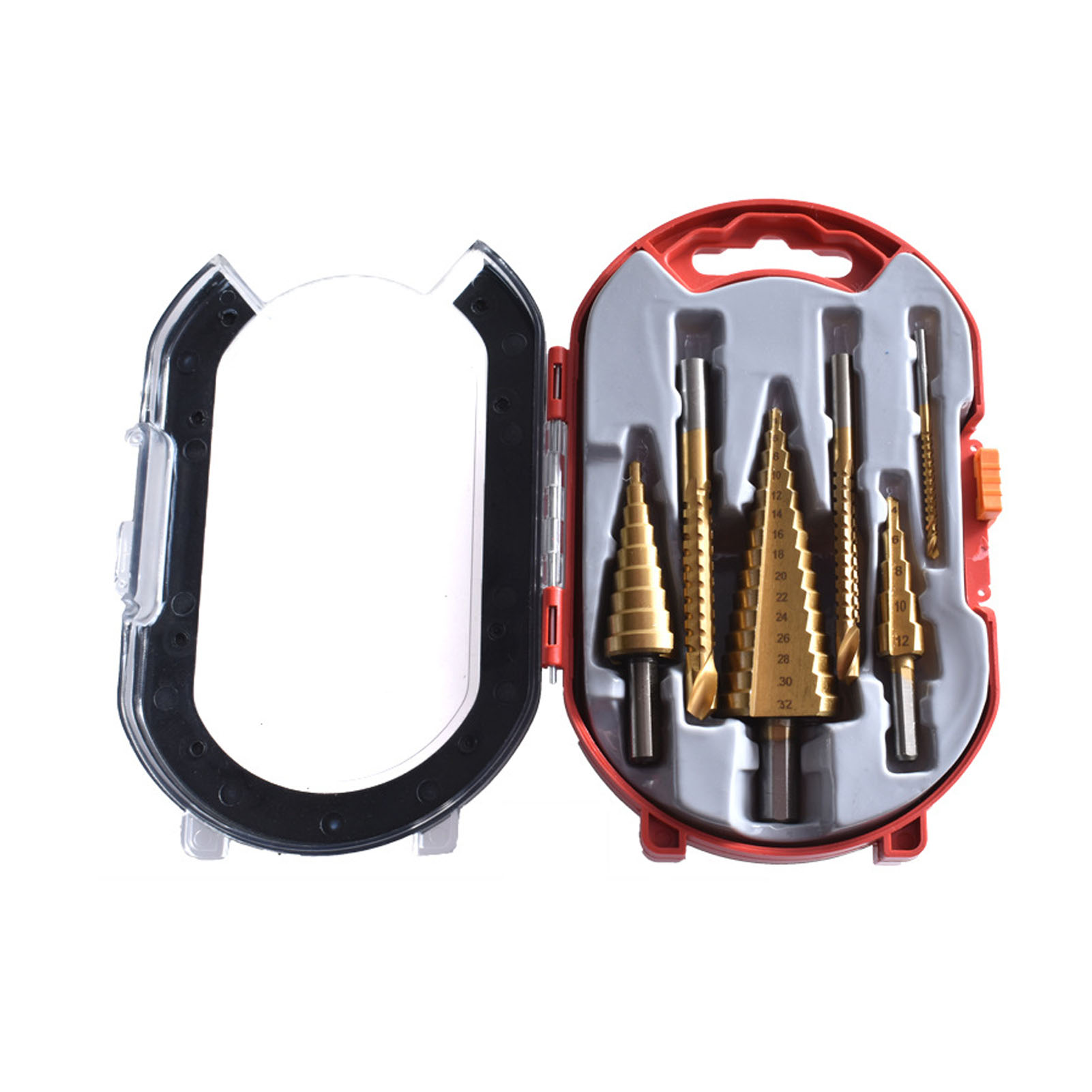 6er-set Toivize Stufenbohrer, Dreikantschaft, Ti-beschichtet, 4–32 Mm, Für Stahl, Aluminium, Kunststoff, Standard-bohrfutter