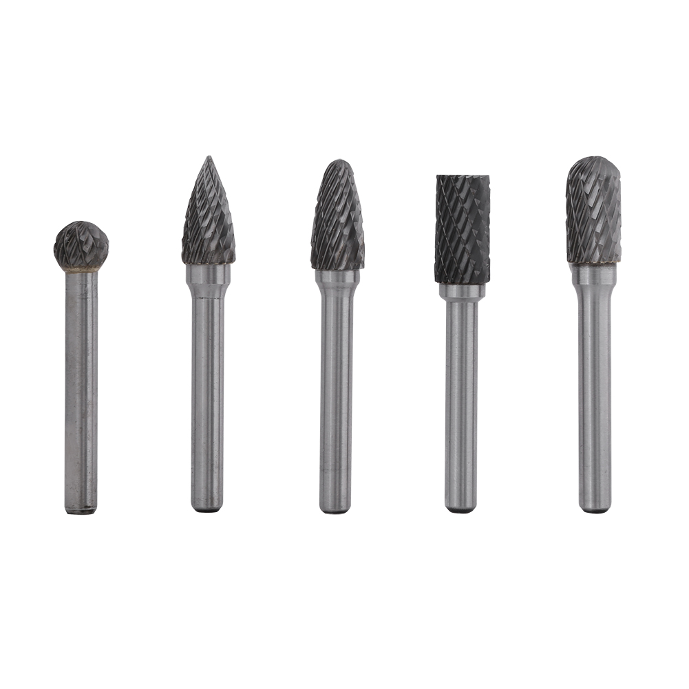 5-teiliges Set Aus Hartmetall-rotationsfräsern, 6 Mm Schaft, 12 Mm Kopf, Doppelnut, Typ Acdfg, Für Metall Und Stein