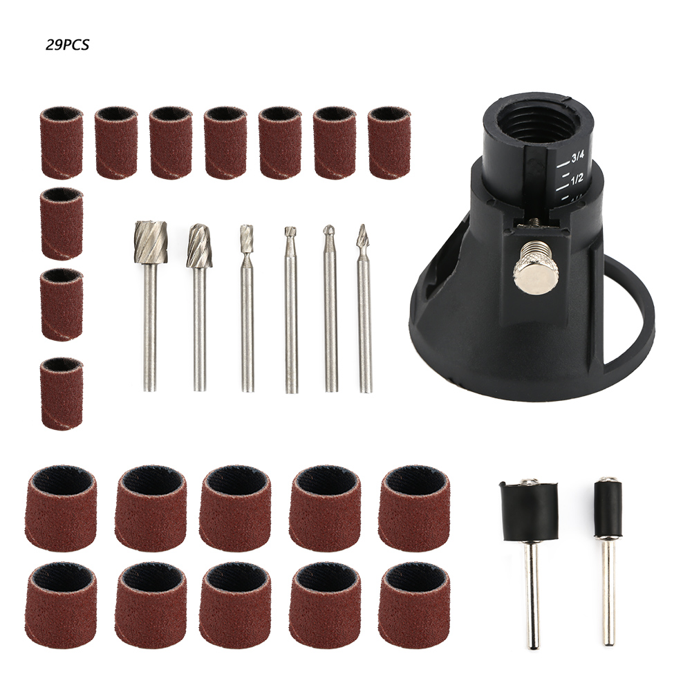 29-teiliges Set Für Elektrische Winkelschleifer: Verstellbarer Positionierer, Rotationsfräser Und Schleifscheiben. Ideal Für Präzise Heimwerkerarbeiten An Holz, Metall Und Kunststoff.