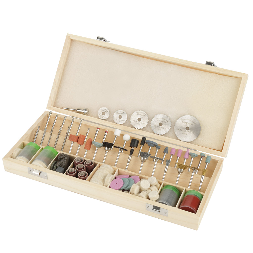 242-teiliges Zubehörset Für Rotationswerkzeuge – 3-mm-schaft, Holzbox. Schleifen, Gravieren, Polieren, Schneiden, Bohren. Dremel-kompatibel.
