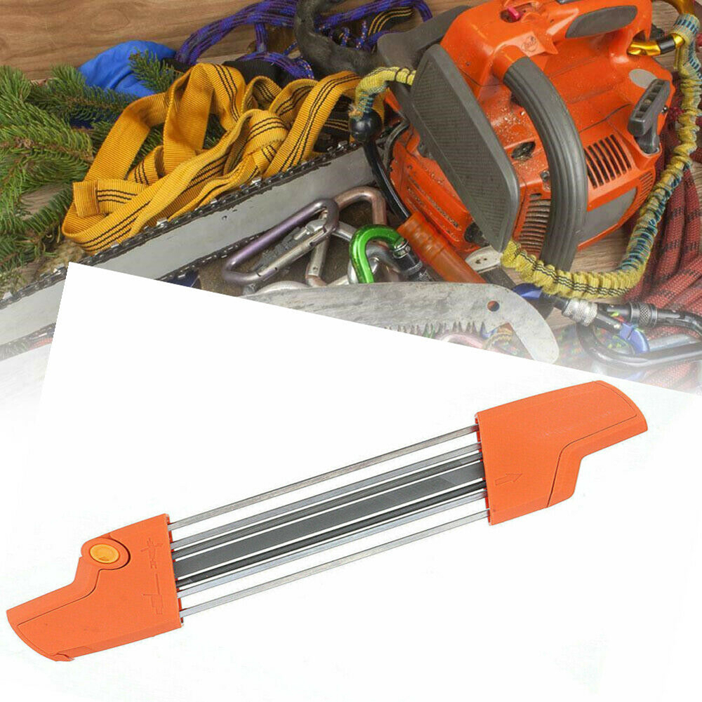 2-in-1-kettensägenschärfer, Manuelle Feile (4,0 Mm), Gehärteter Stahl, Orange, Schnelles Und Präzises Schärfwerkzeug Ohne Strom