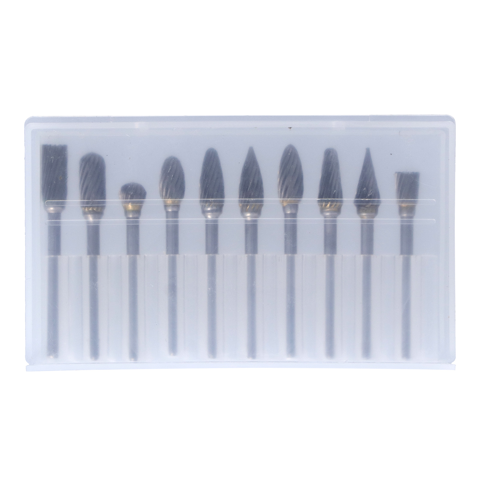 Set Mit 10 Hartmetall-rotationsfräsern – 3 Mm Schaft, 6 Mm Schnittdurchmesser – Für Holz, Kunststoff Und Schnitzarbeiten – Aufbewahrungsbox