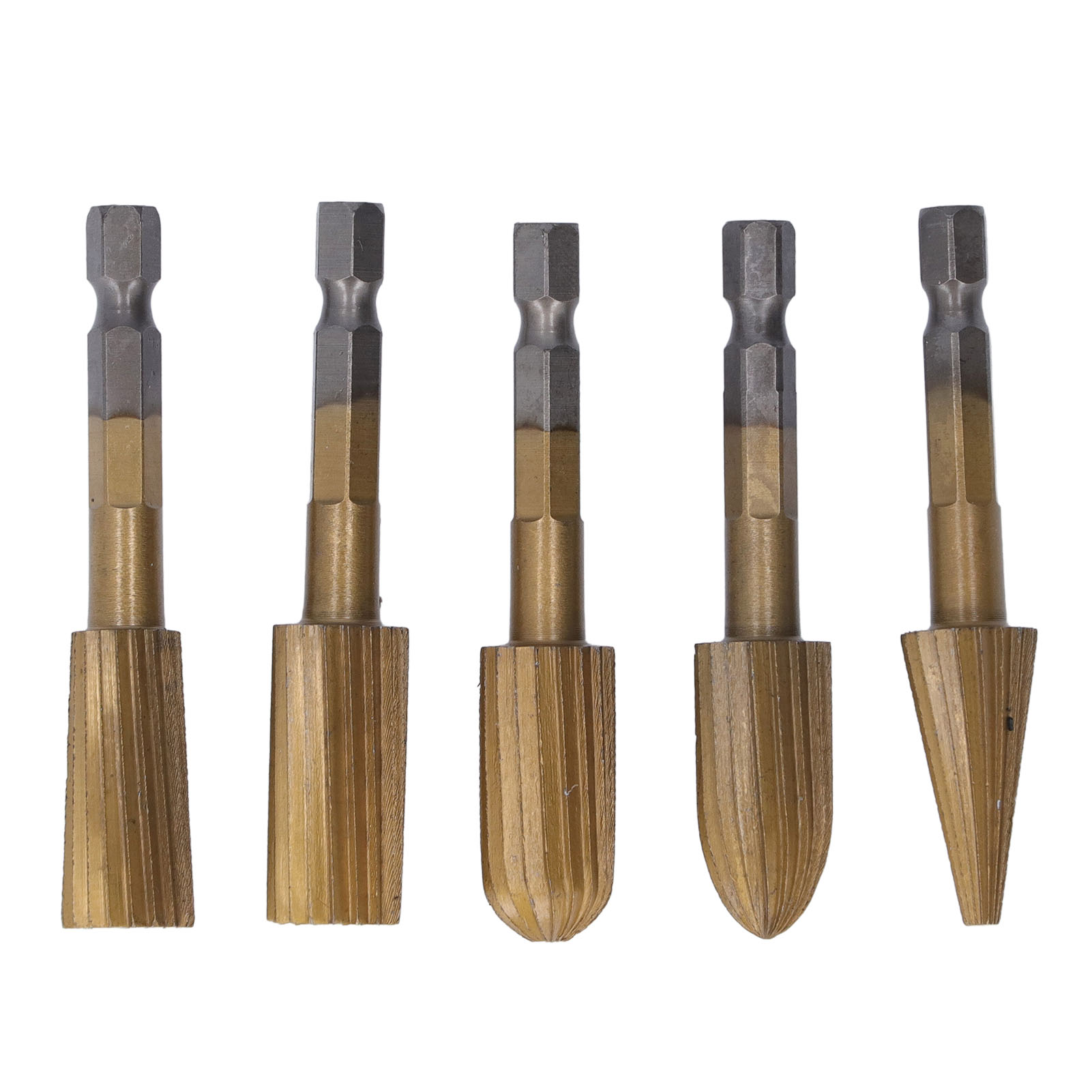 5-teiliges Set Hss-rotationsfräser, 6-mm-sechskantschaft, Vergoldet, Für Feine Gravuren In Harz, Stein Und Kunststoff – Vielseitiges Rotationswerkzeug