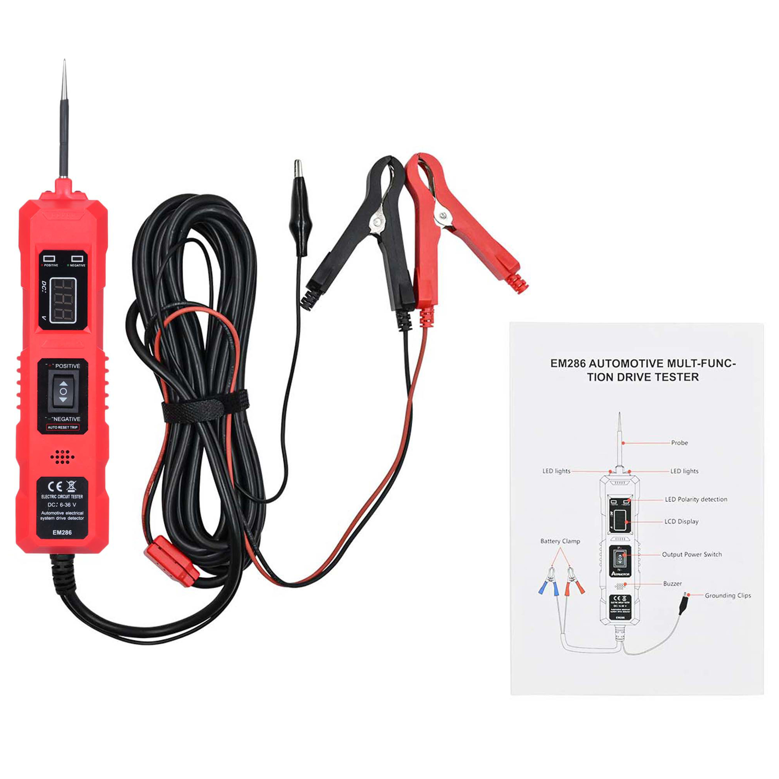 Em286 6-36v Kfz-schaltungstester Mit Lcd-led-bildschirm, Signalton Und Akustischem Signal Für Die Elektrische Diagnose An Pkw Und Lkw – Multifunktionswerkzeug