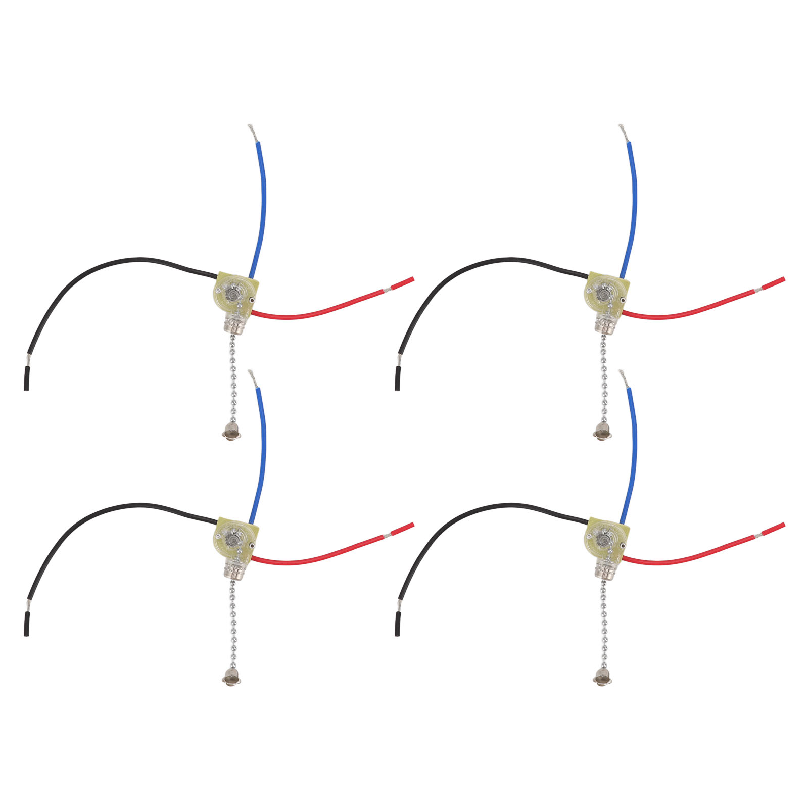 3-adriger Zugkettenschalter, 4er-pack, Chrom, Kunststoff, Kupfer, 250 V/125 V, 30 Mm Kopf, 60 Mm Kabel, Für Deckenventilatoren Und Kronleuchter