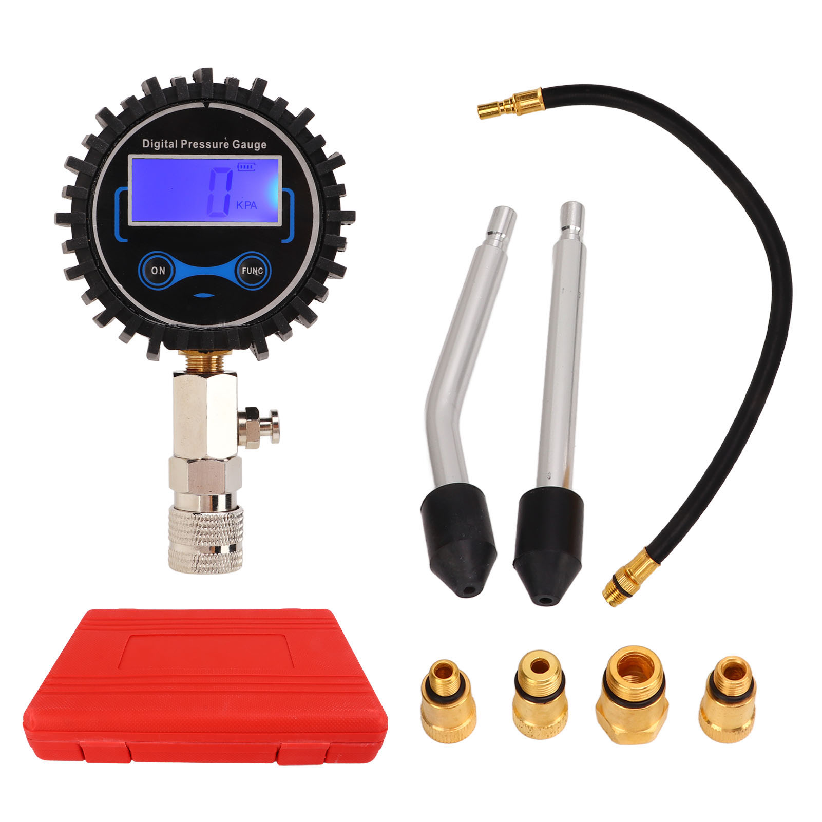 Digitales Lcd-kompressionsmessgerät Für Benzinmotoren – Genauigkeit Bis 0,5 Psi, Universelles Set Mit 4 Messspitzen Und Aufbewahrungskoffer