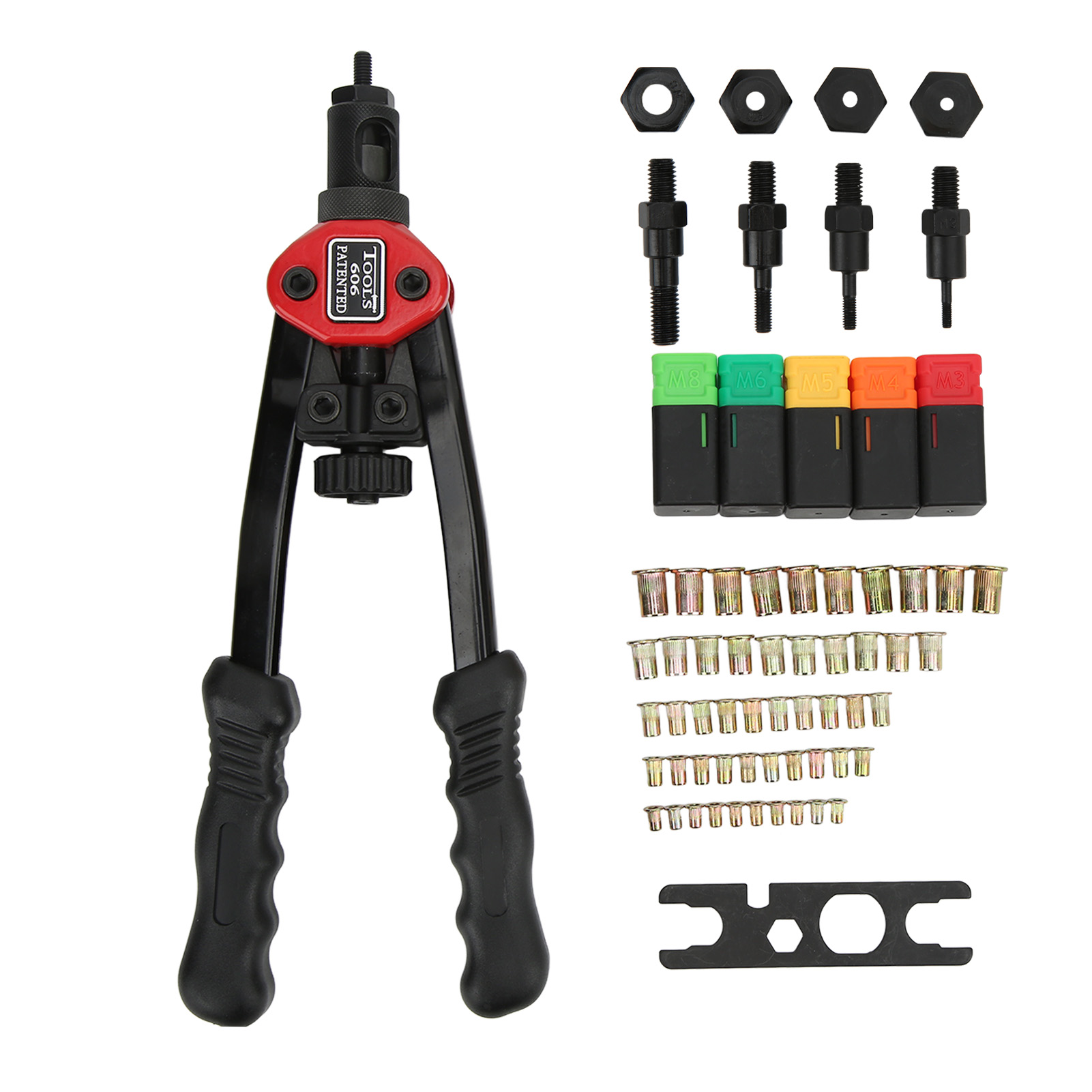 Toivize Bt-606 12" Hochleistungs-handnietzange, Chrom- Und Kohlenstoffstahl, Für M3-m8-nietmuttern, Komplettes 50-teiliges Set