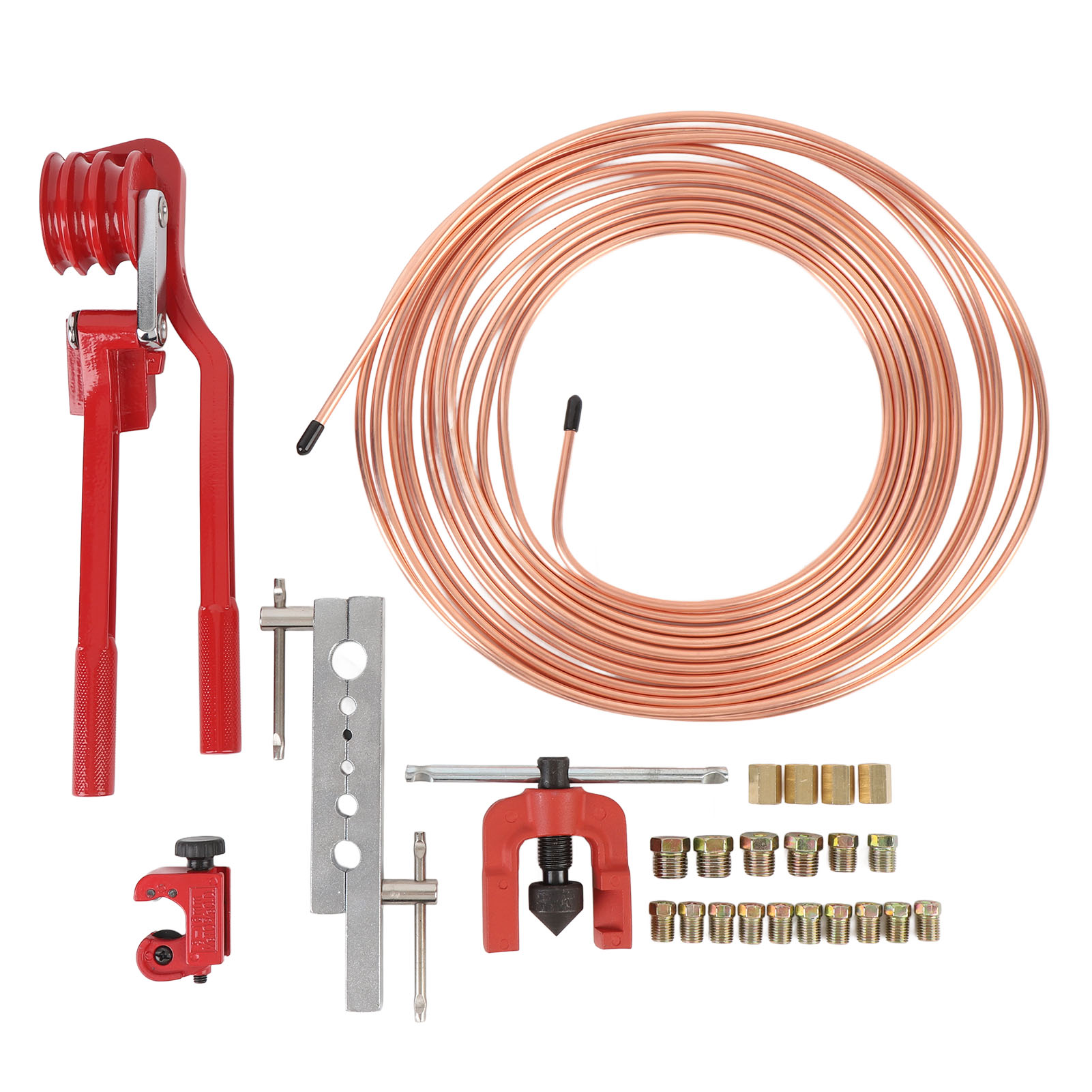 Toivize 25-teiliges 3/16"-kupferbremsleitungs-reparaturset Mit Bördelwerkzeug Und Biegevorrichtung Für Auto Und Motorrad