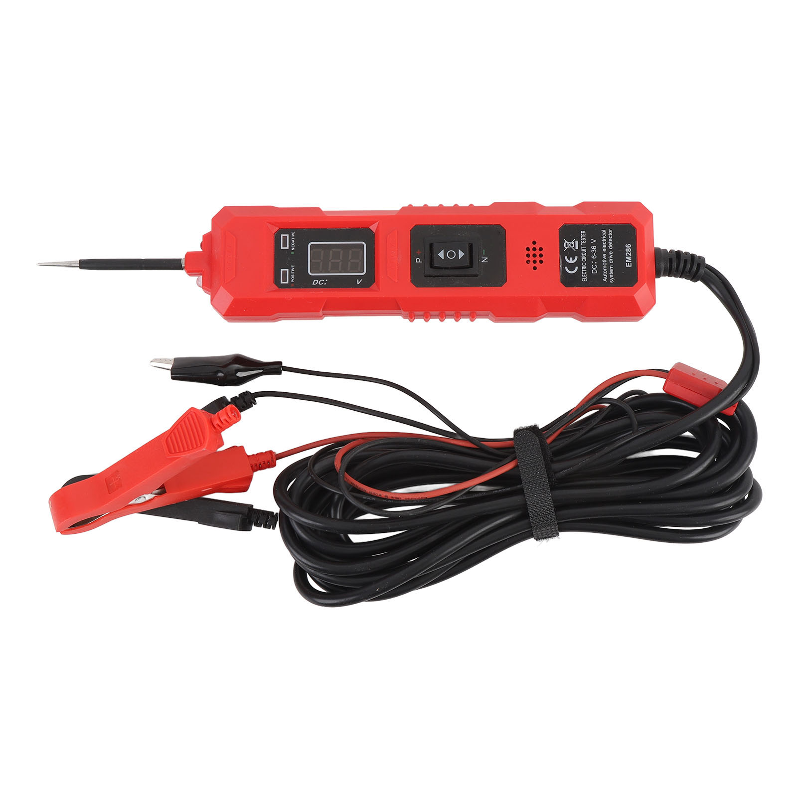 Toivize Em286 Dc 6-36v Multifunktionaler Kfz-schaltungstester Mit Hoher Empfindlichkeit, Rotes Abs