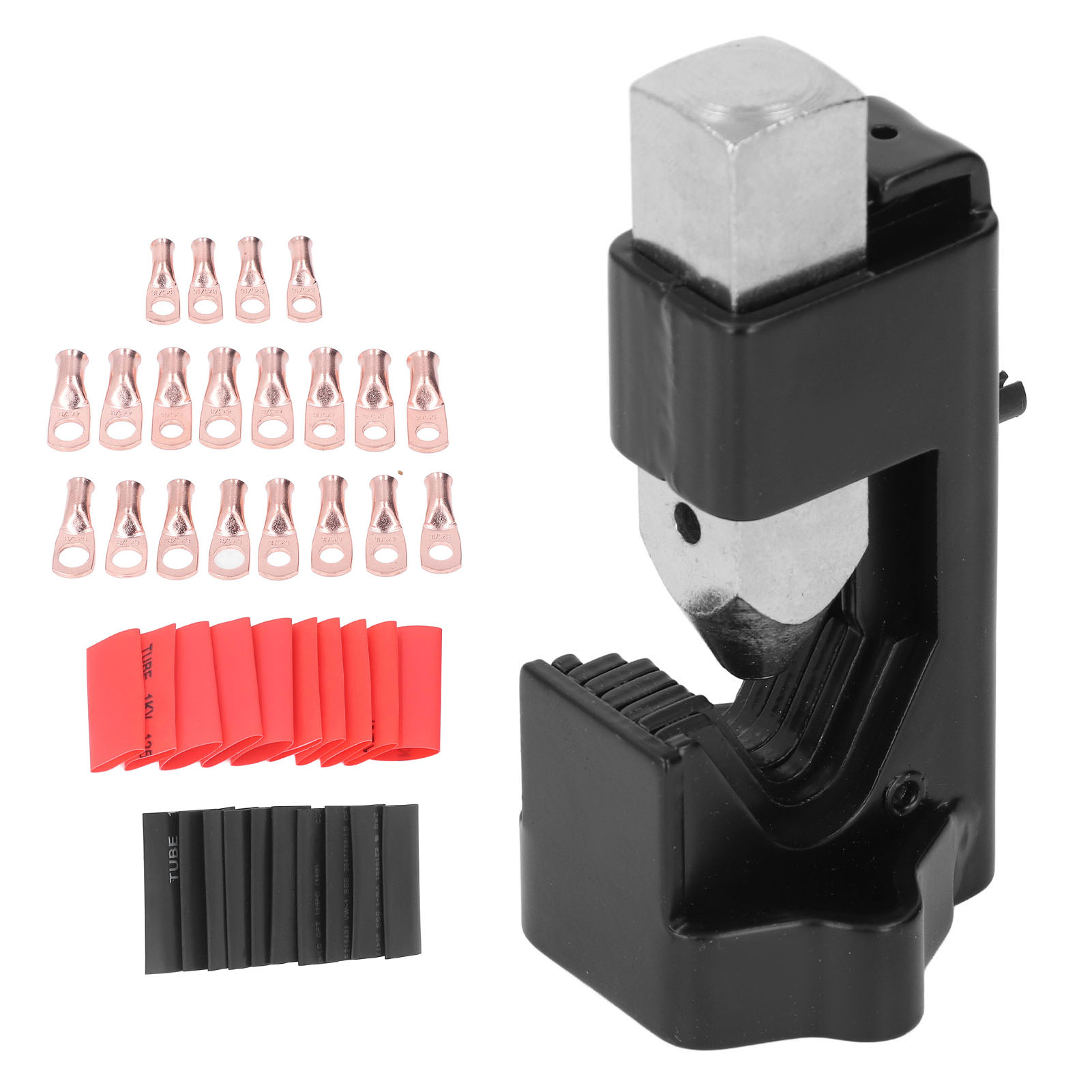 Toivize Cp-0244 Hammercrimpzange Für Batteriepole, Set Mit 20 Kupferpolklemmen Und Schrumpfschlauch, 8-0000 Awg